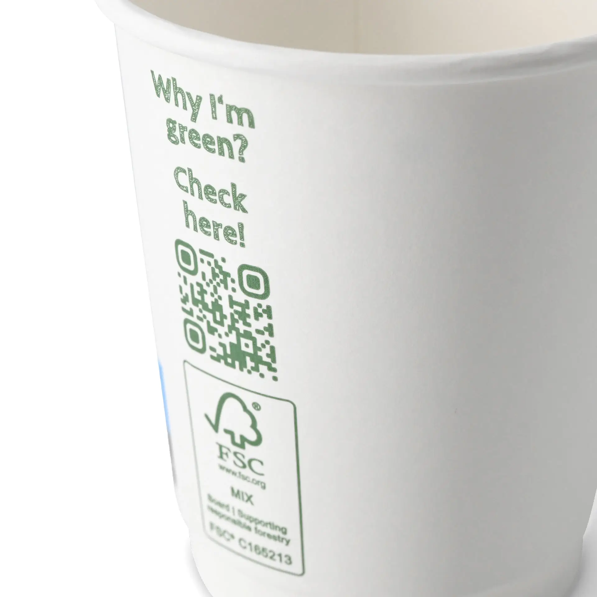 Bicchiere da caffè to go, 200 ml / 8 oz, Ø 80 mm, doppia parete, bianco, rivestito in PLA