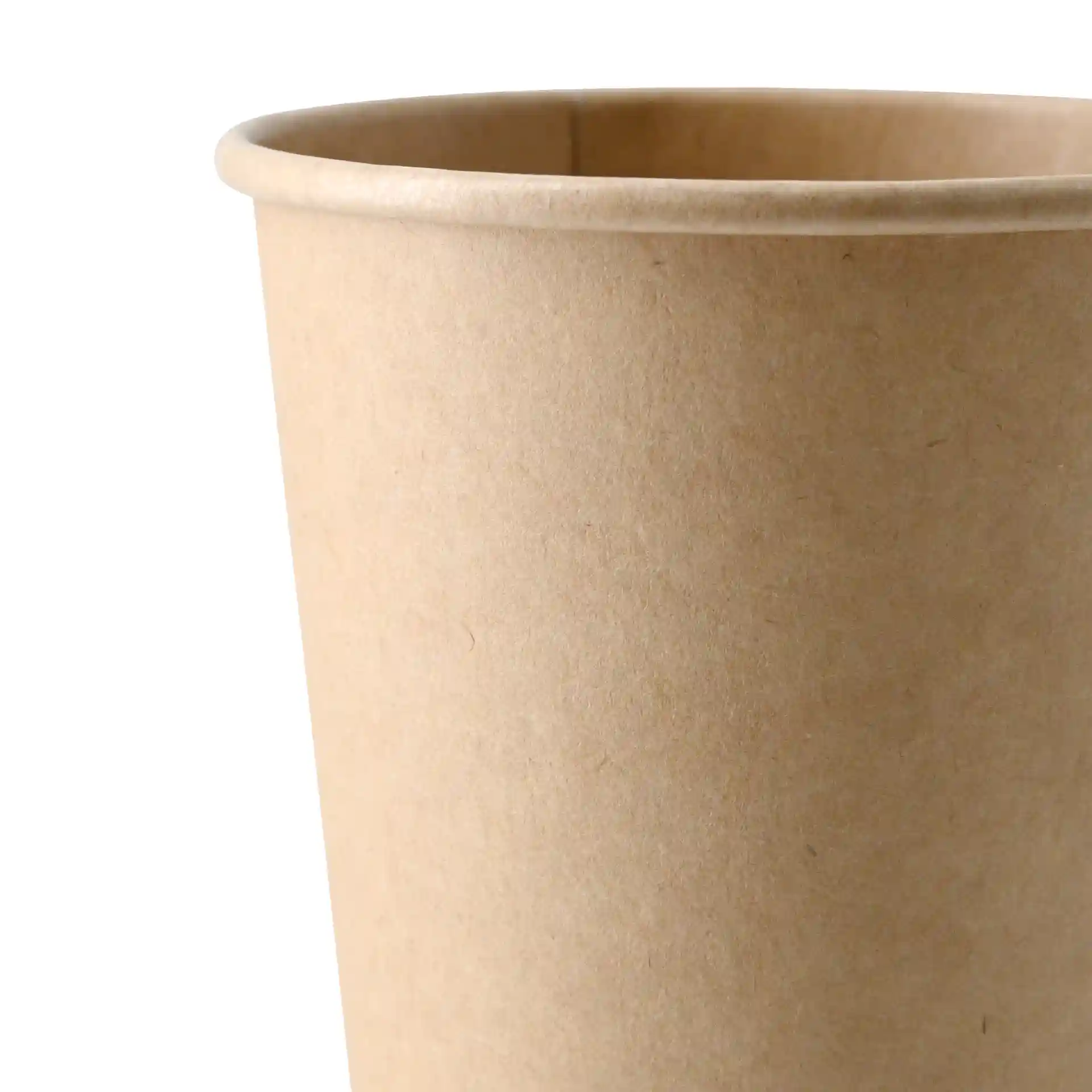 Bicchiere di carta marrone con parete singola, capacità di 400 ml e diametro di 90 mm.