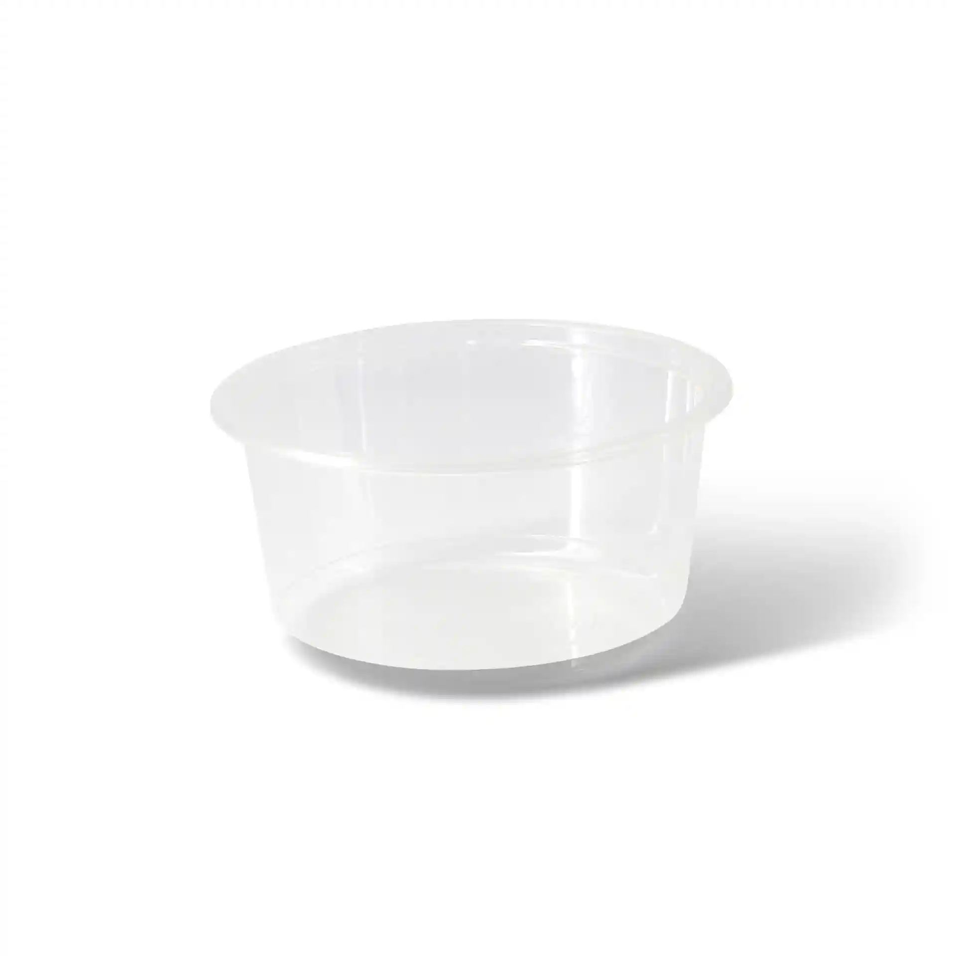 Contenitore rotondo trasparente con una capacità di 700 ml e un diametro di 143 mm.