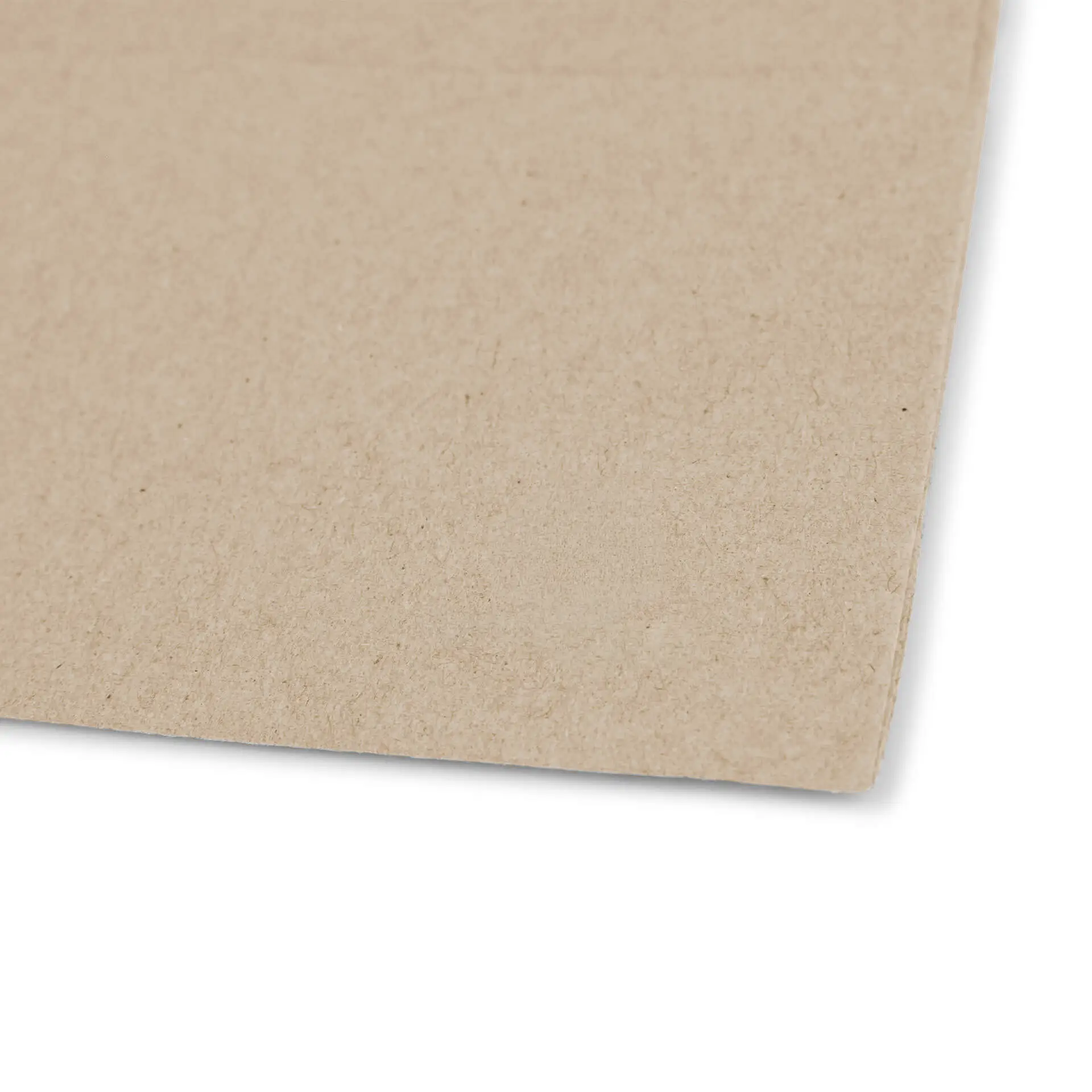 Immagine di un tovagliolo di carta non sbiancato con un simbolo di riciclo verde e testo che indica che è realizzato con materiale riciclato.