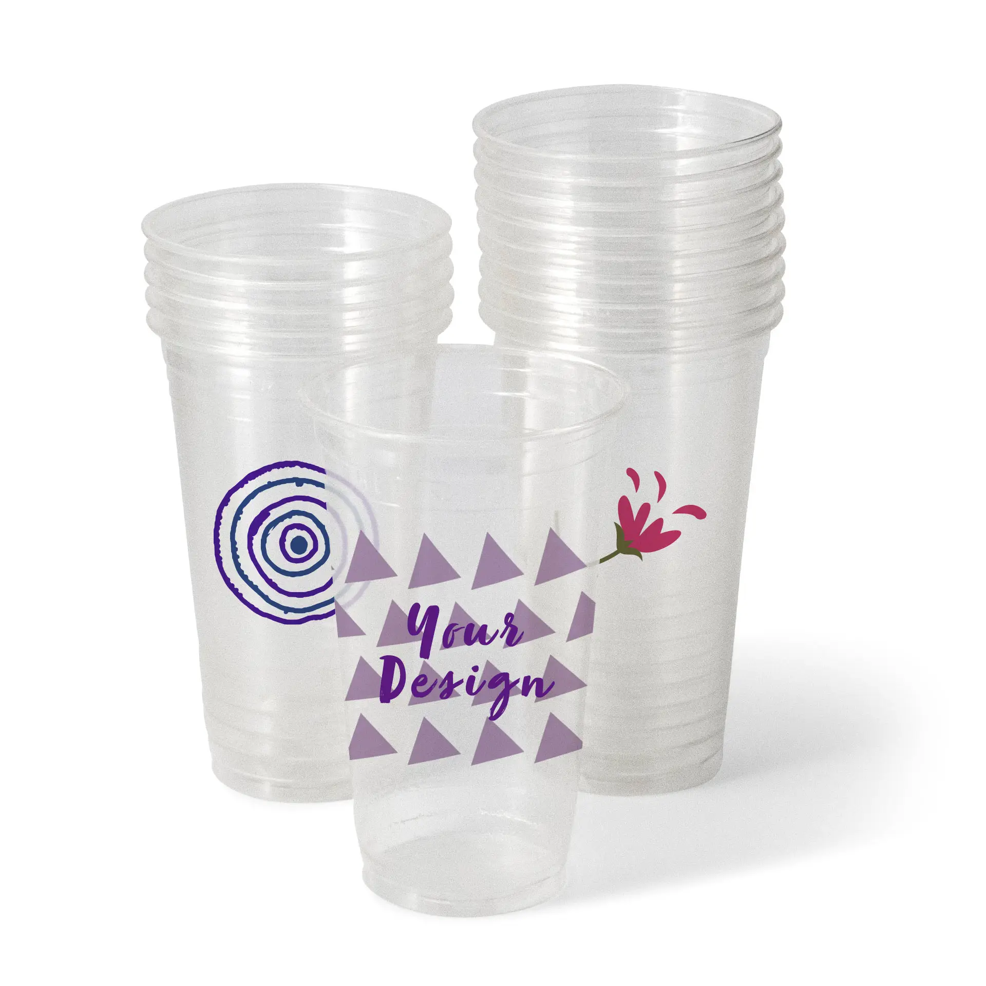 Bicchieri di plastica personalizzati 500 ml / 20 oz, trasparenti, PLA