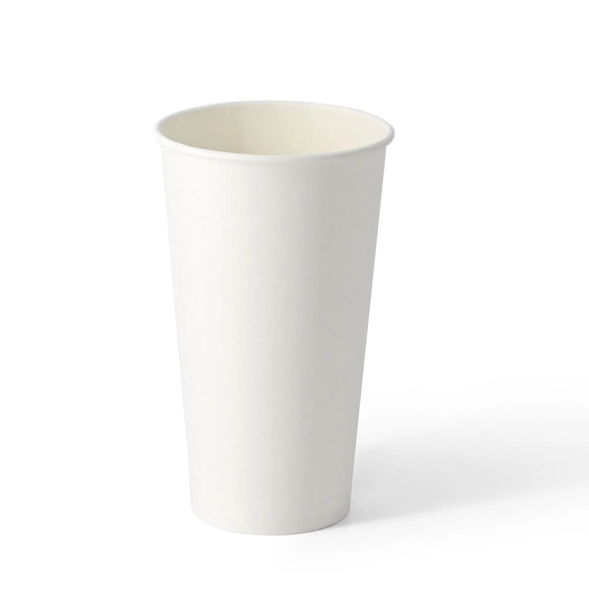 Bicchiere di carta bianco a parete singola, 500 ml, rivestito in PLA, adatto per bevande calde e fredde.