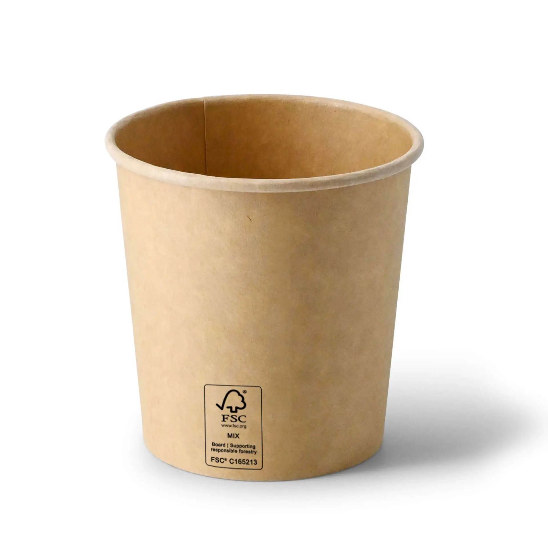 Bicchiere di cartone marrone da 16 oz con rivestimento PE, adatto per piatti caldi e freddi.