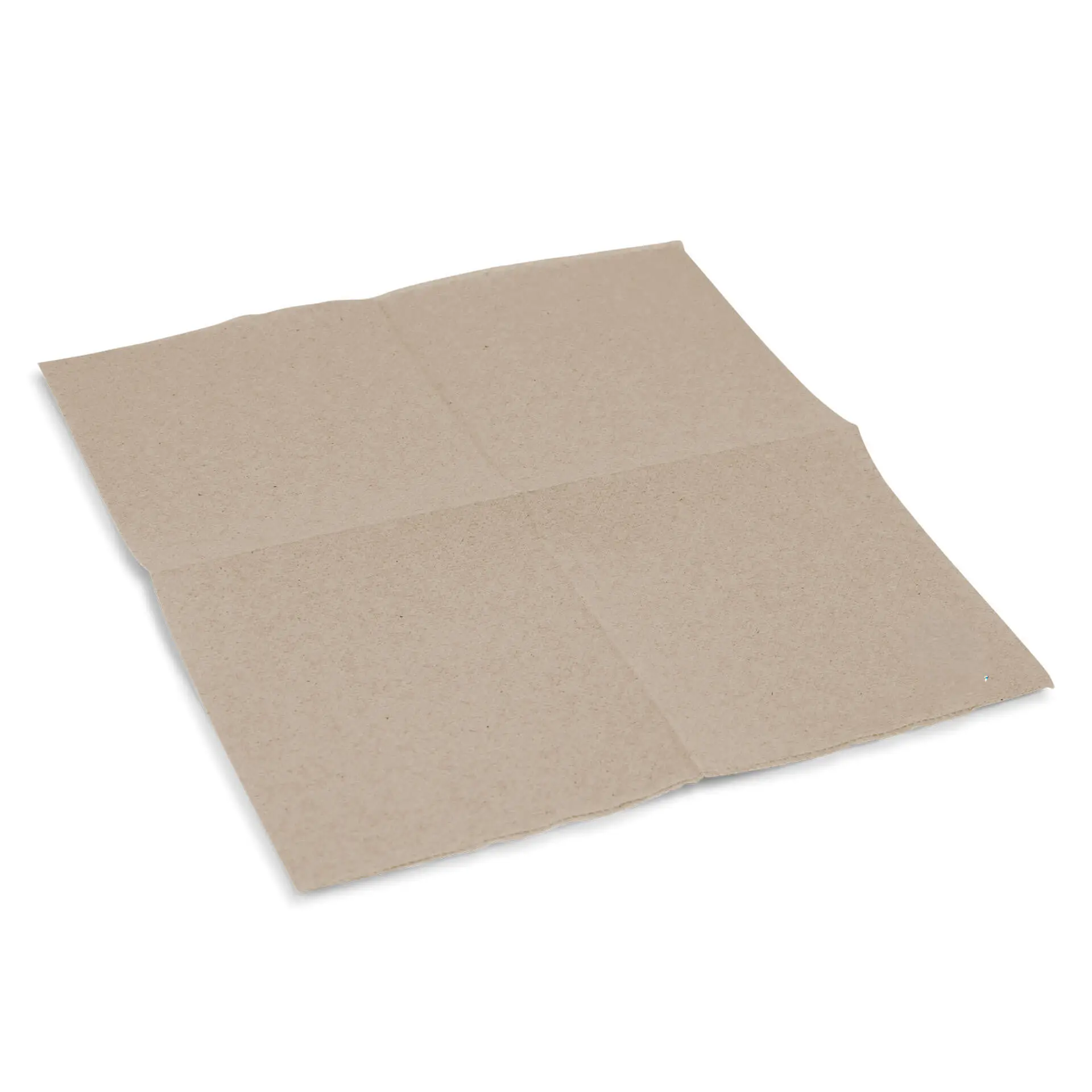 Tovagliolo cocktail quadrato, non sbiancato, in carta riciclata 2 veli, 20 x 20 cm, piegato in quarti.
