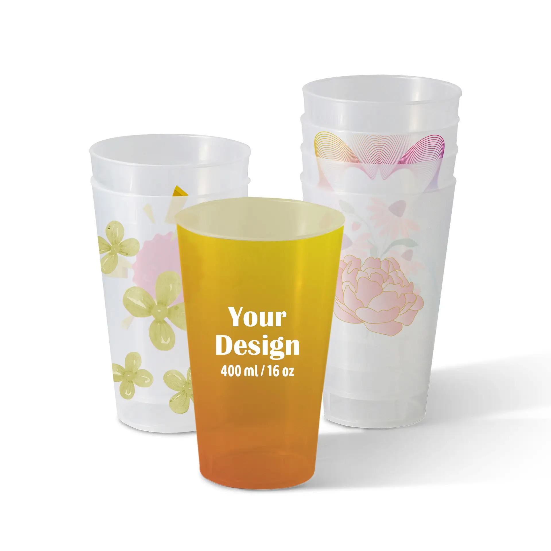 Bicchiere riutilizzabile con logo 400 ml, stampa digitale, a copertura totale