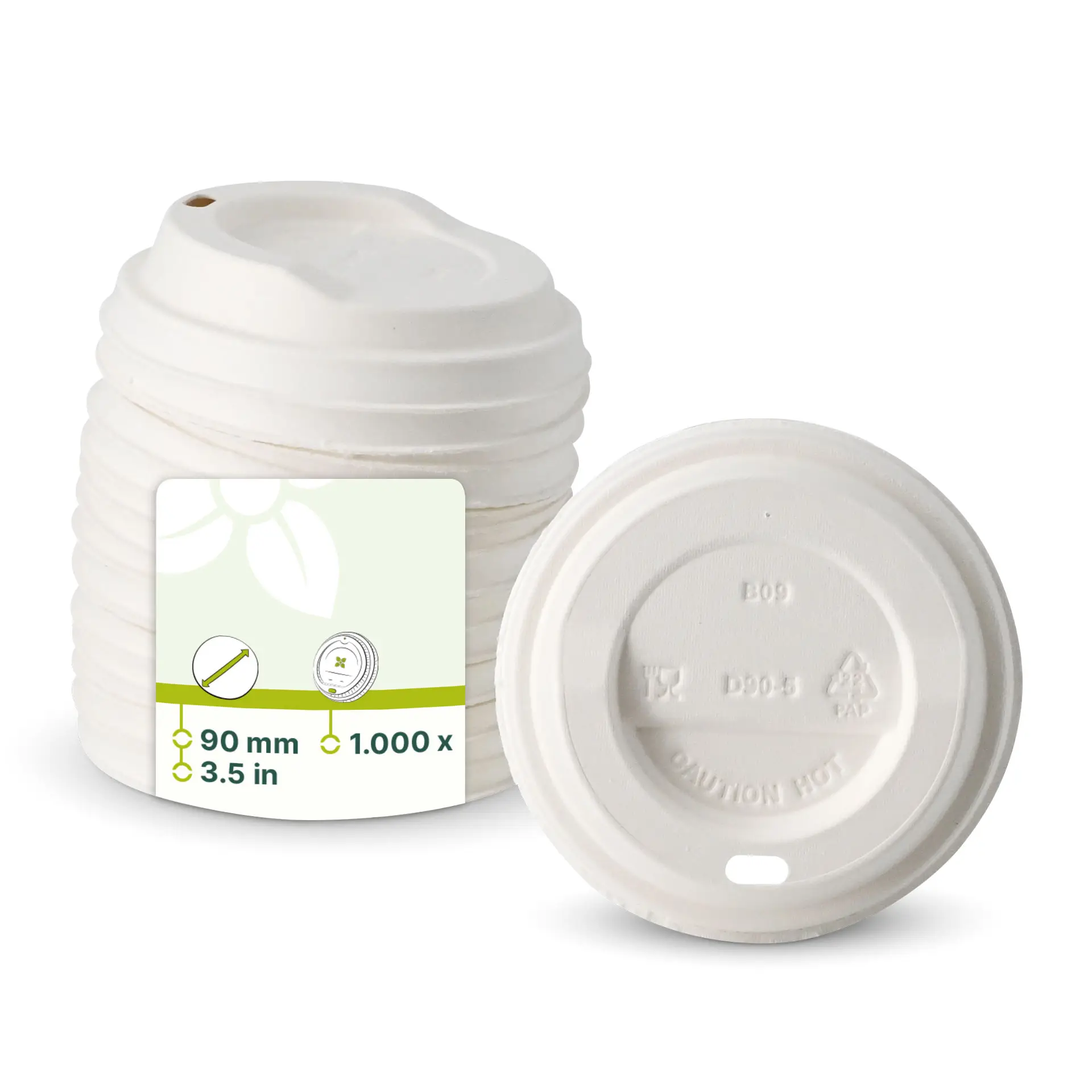 Papp-Deckel Ø 90 mm, weiß, Trinköffnung