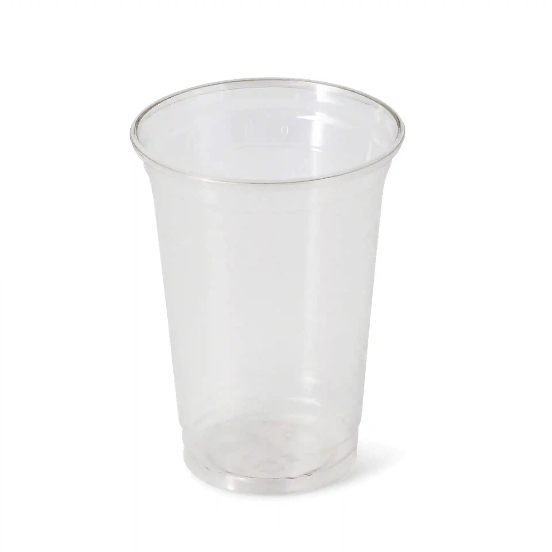 Bicchiere rPET trasparente da 16 oz con un diametro di 95 mm e un'altezza di 127 mm.
