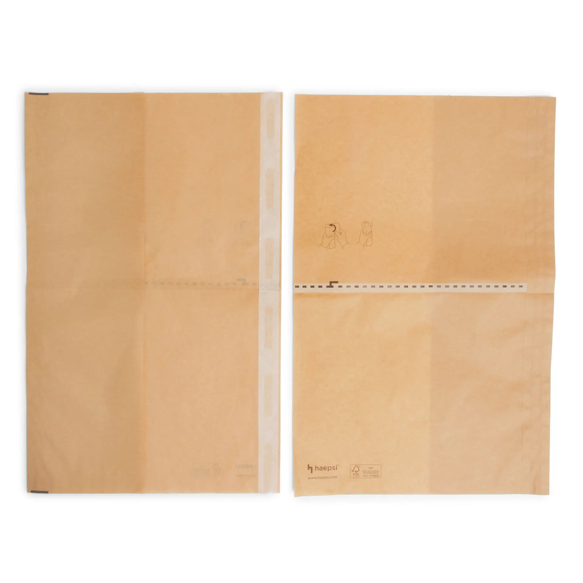 Imballaggio personalizzato stampato con chiusura adesiva pratica, carta resistente e resistente al grasso, mostra un design e un logo semplici.