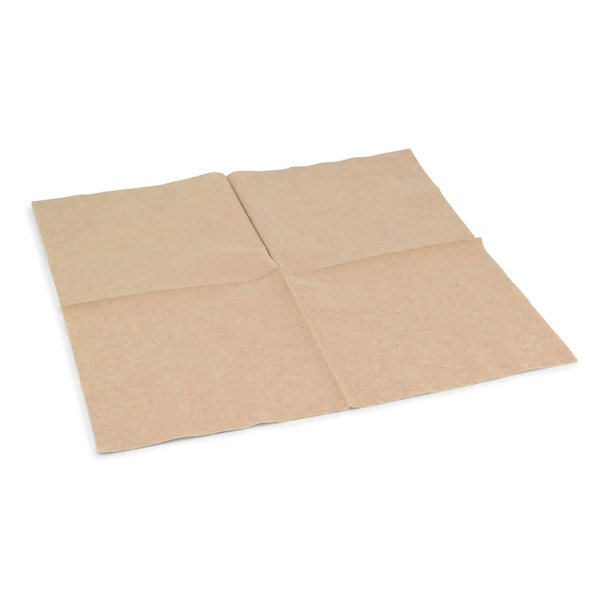 Servietta di carta quadrata, non sbiancata, 33 x 33 cm, 2 veli, piegata a quarto, con simbolo di riciclaggio stampato sulla superficie.