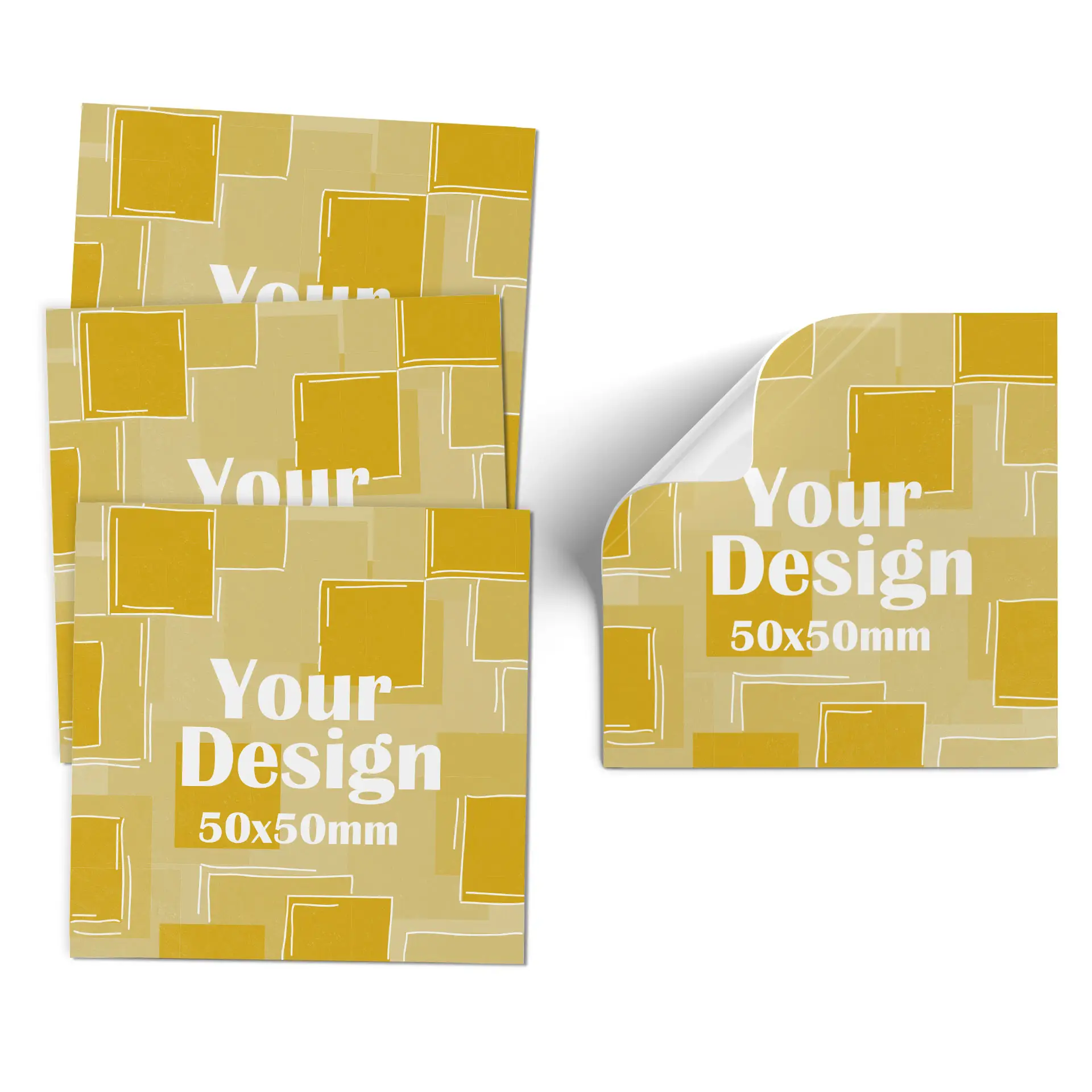 Un post-it quadrato rosa con una grafica di tucano bianco e un angolo leggermente rientrato; dimensioni 5x5 cm.