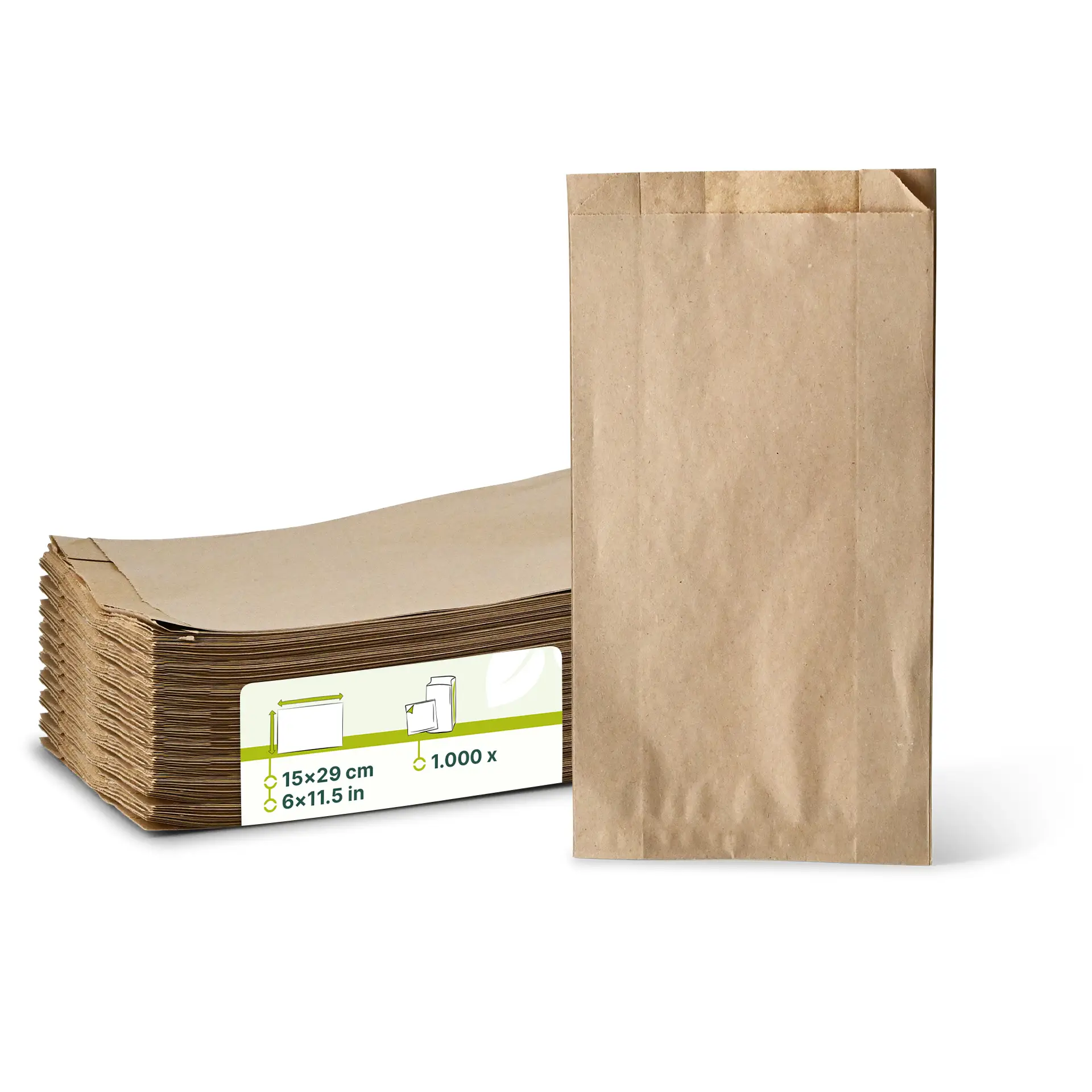 Flachbeutel aus Papier 15 x 6 x 29 cm, braun