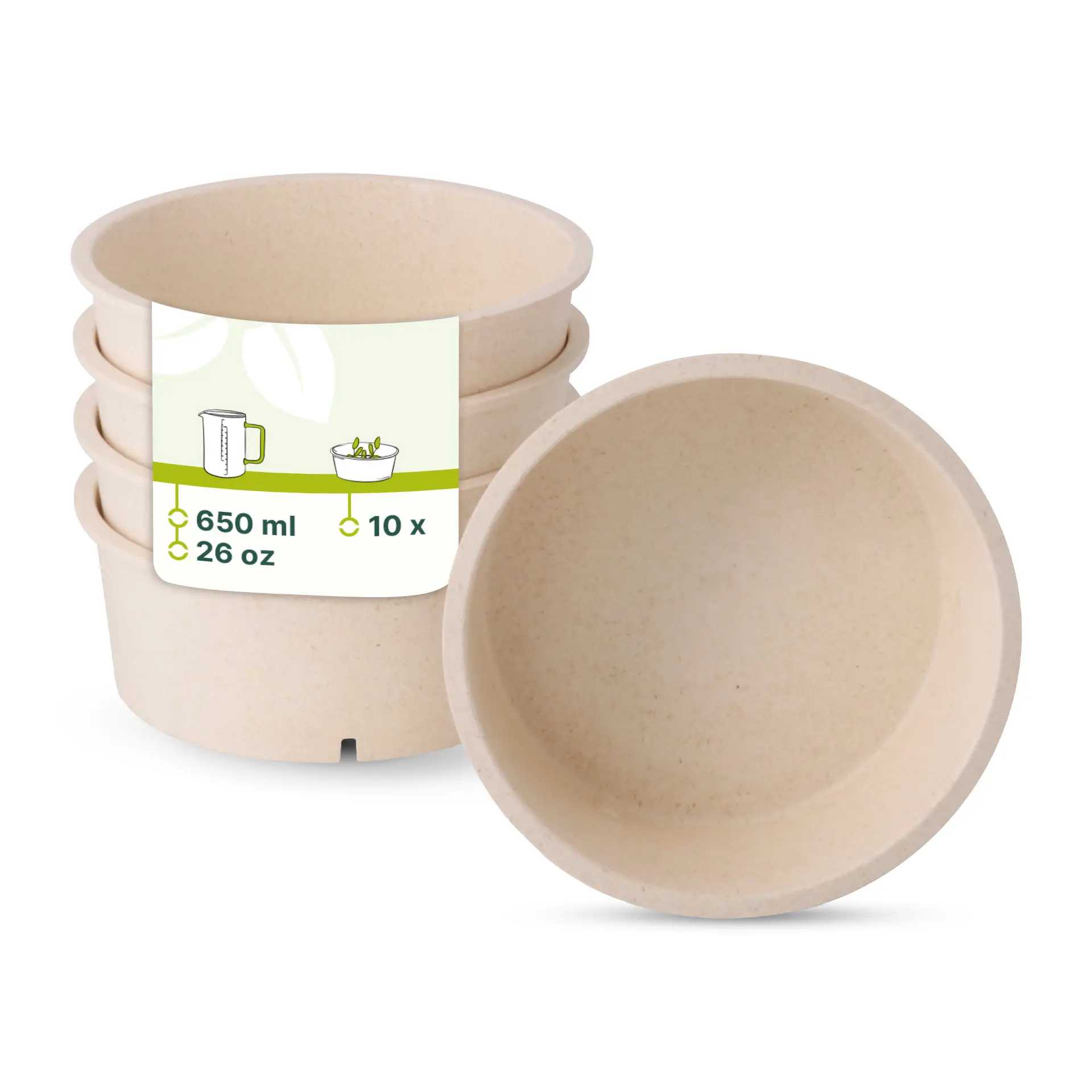 Ciotole riutilizzabili "merways Bowl" 650 ml, Ø 150 mm, anacardo / crema-bianco