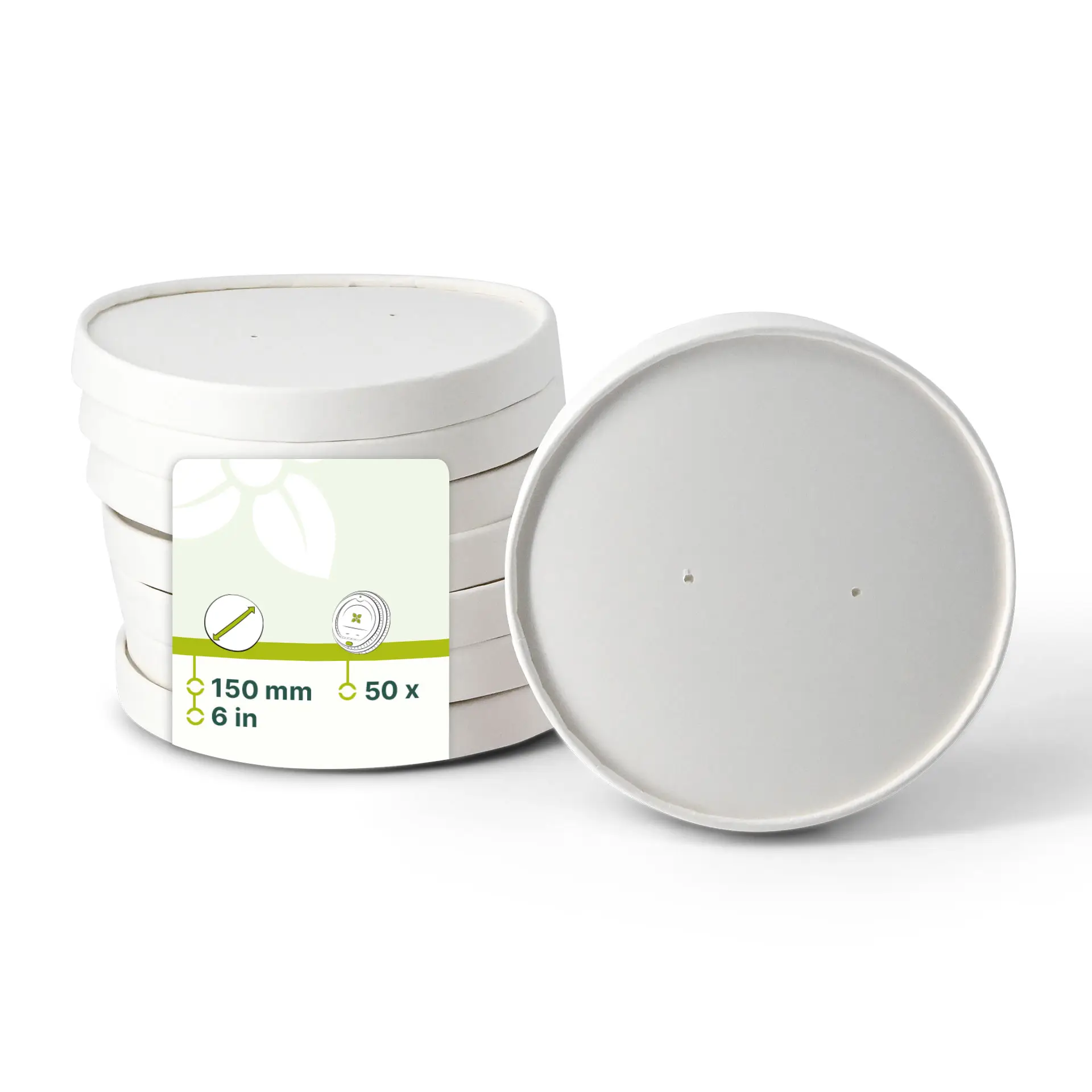 Karton-Membran-Deckel (bio-beschichtet) Ø 150 mm, weiß