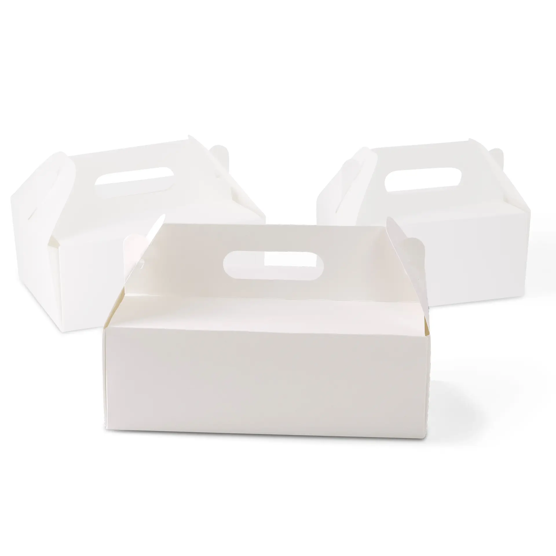 Kuchenbox aus Pappe mit Griff L, 26 x 17 x 9 cm, weiß, faltbar