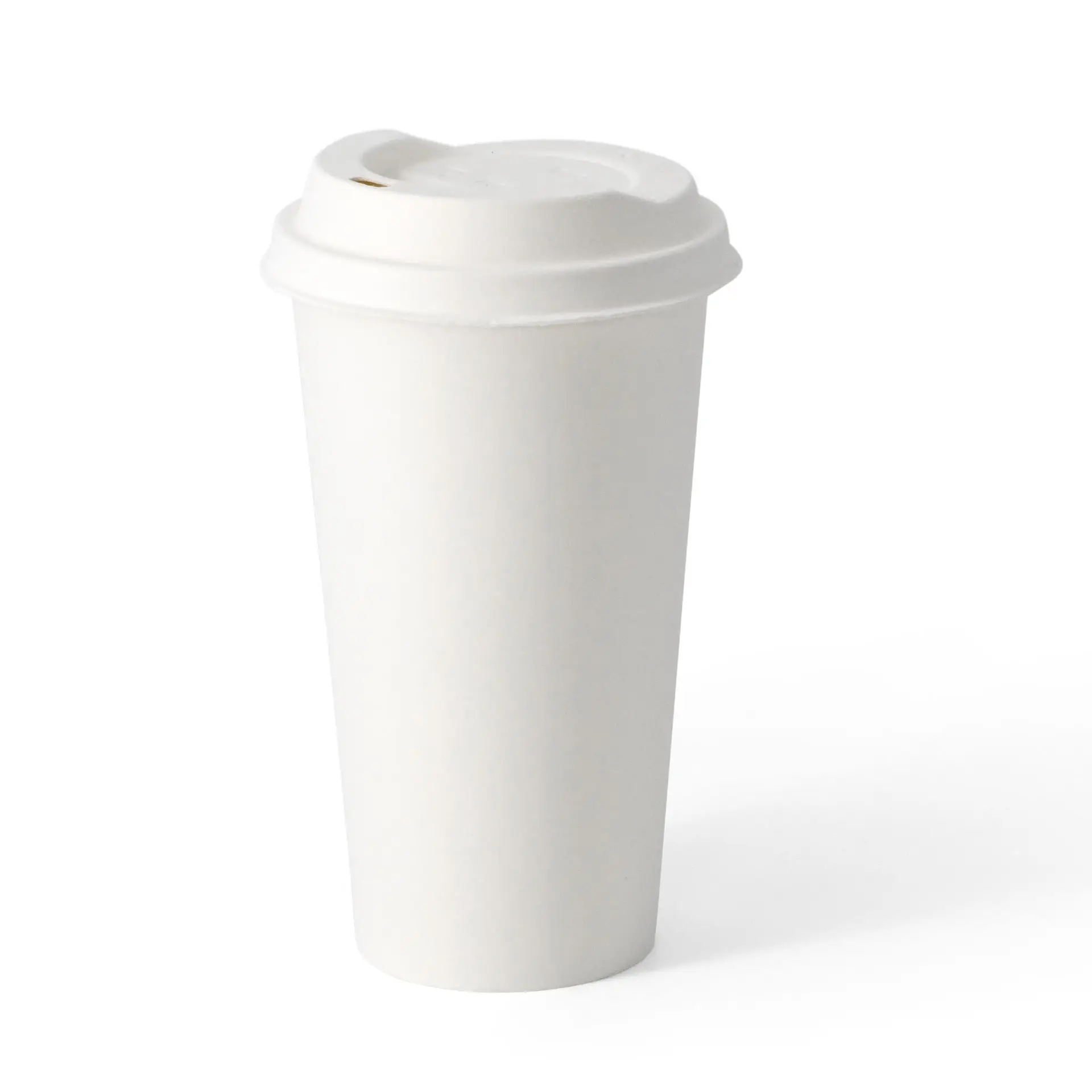Bicchiere di carta bianco a parete singola, 500 ml, rivestito in PLA, adatto per bevande calde e fredde, progettato per asporto ecologico.
