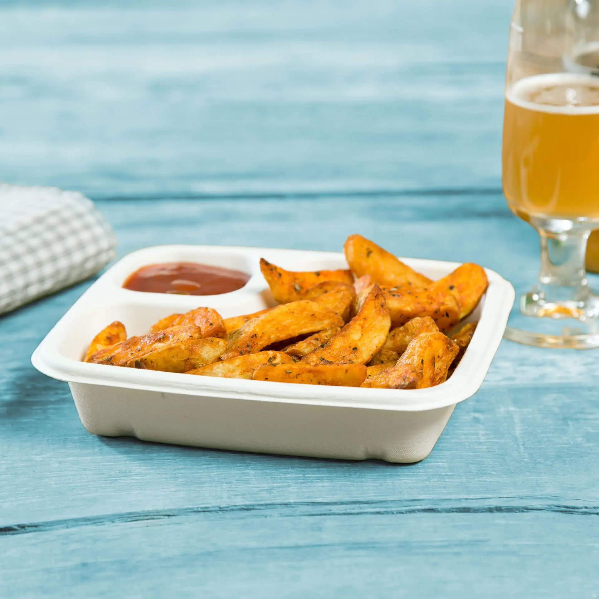 Dip Teller aus Zuckerrohr, 16,5 cm x 19 cm, rechteckig