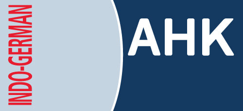 Logo con il testo "AHK" in bianco su sfondo blu scuro, con "INDO-GERMAN" in rosso a sinistra.