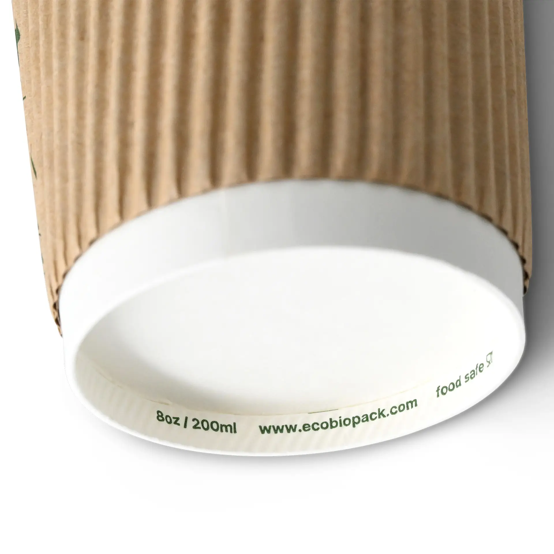 Bicchiere con parete ondulata / bicchiere da caffè da asporto 200 ml / 8 oz, Ø 80 mm, marrone / interno bianco, rivestimento in PLA