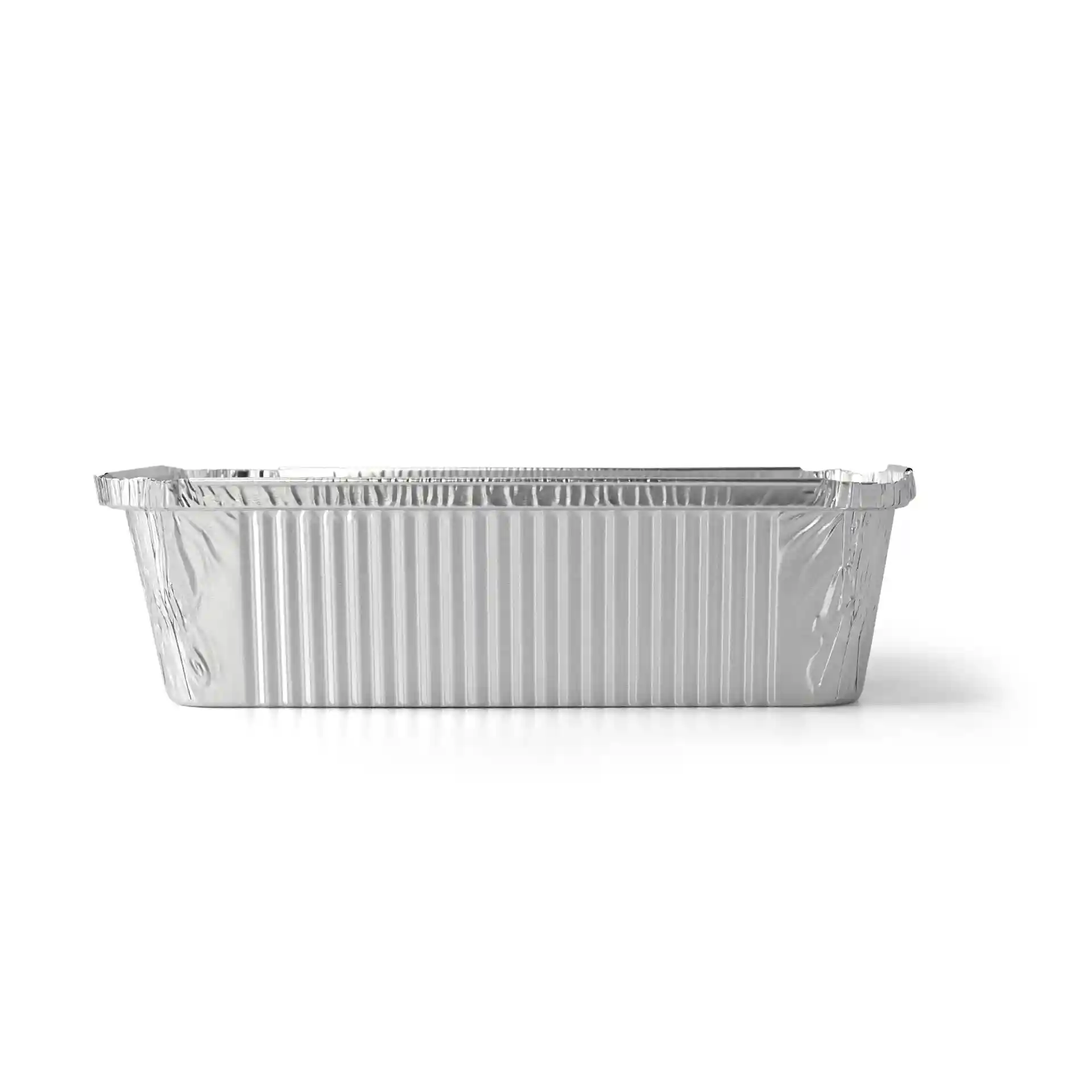 Contenitore rettangolare in alluminio che misura 21,8 x 11,3 x 5,4 cm con una capacità di 900 ml.