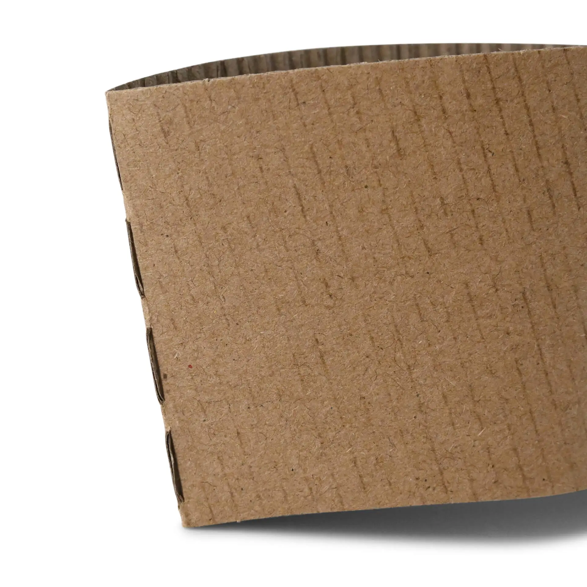 Manica in cartone marrone per bicchieri di carta da 300/400/500 ml, con superficie testurizzata e bordo curvo.