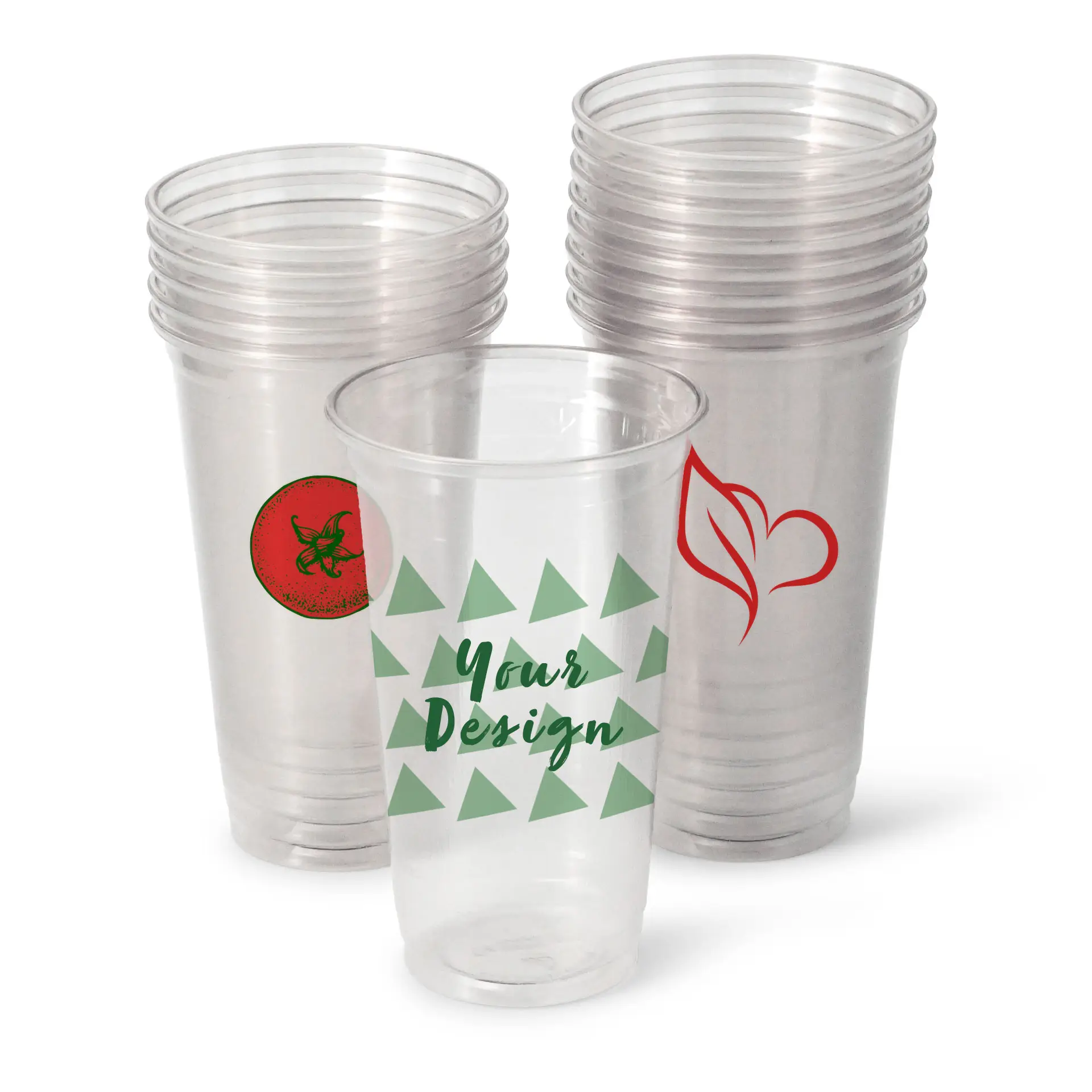 Bicchieri di plastica personalizzati 500 ml / 20 oz, trasparenti, rPET