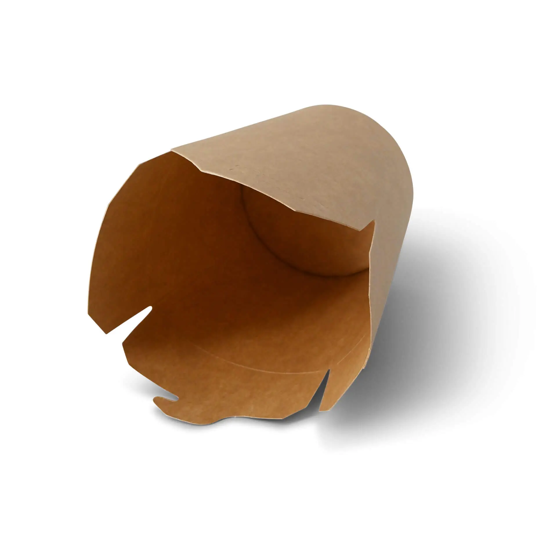 Una scatola per noodle in carta kraft con rivestimento interno in PLA; progettata per piatti ricchi di salsa come noodles e curry.