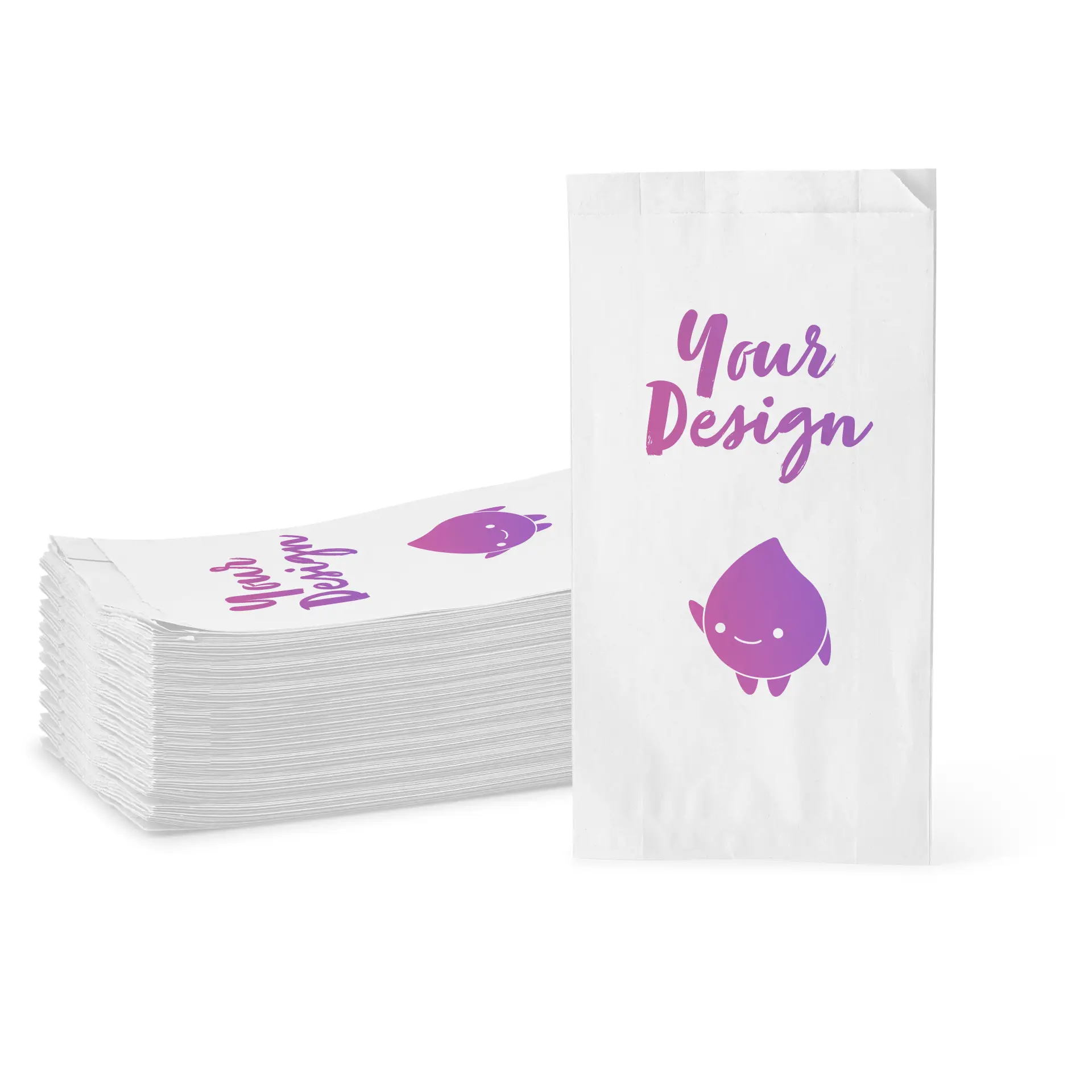 Brötchentüten bedruckt, weiß, 15 x 6 x 29 cm