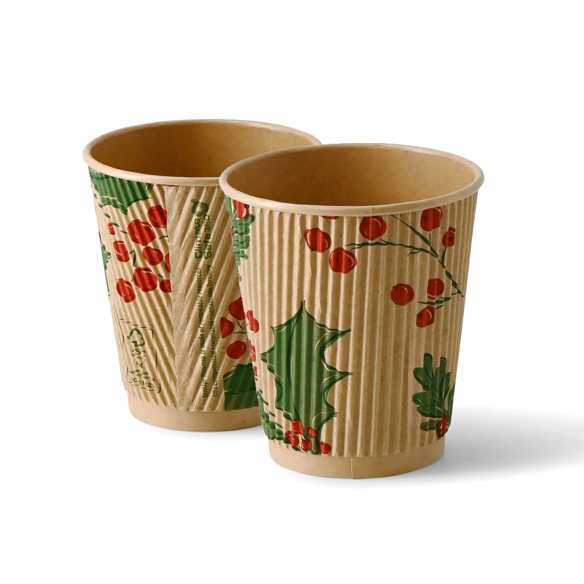 Riffelbecher Winter "Zweige" 200 ml / 8 oz, Ø 80 mm, ungebleicht