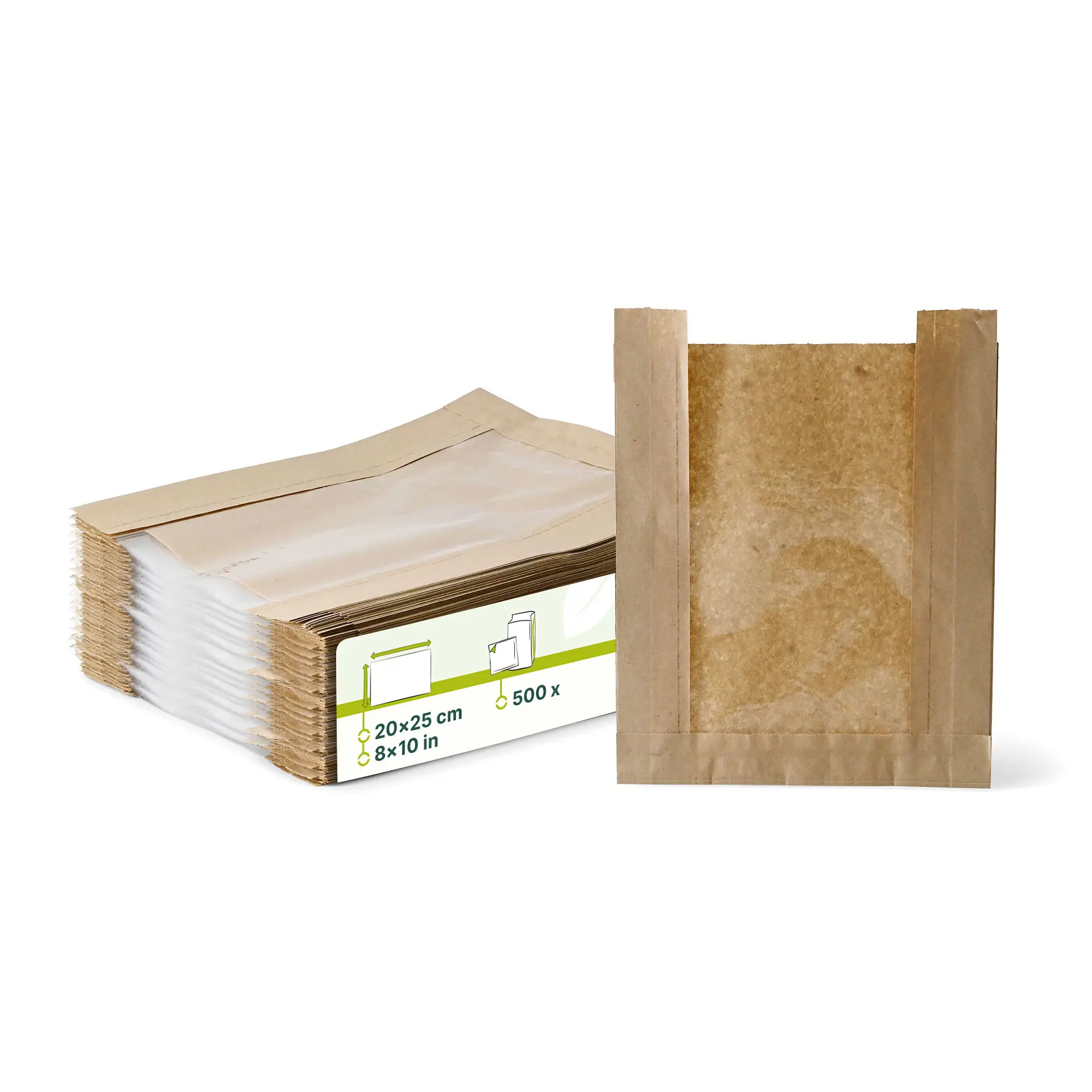 Sacchetti da forno in carta con finestra S, 20 x 5 x 27 cm, marrone