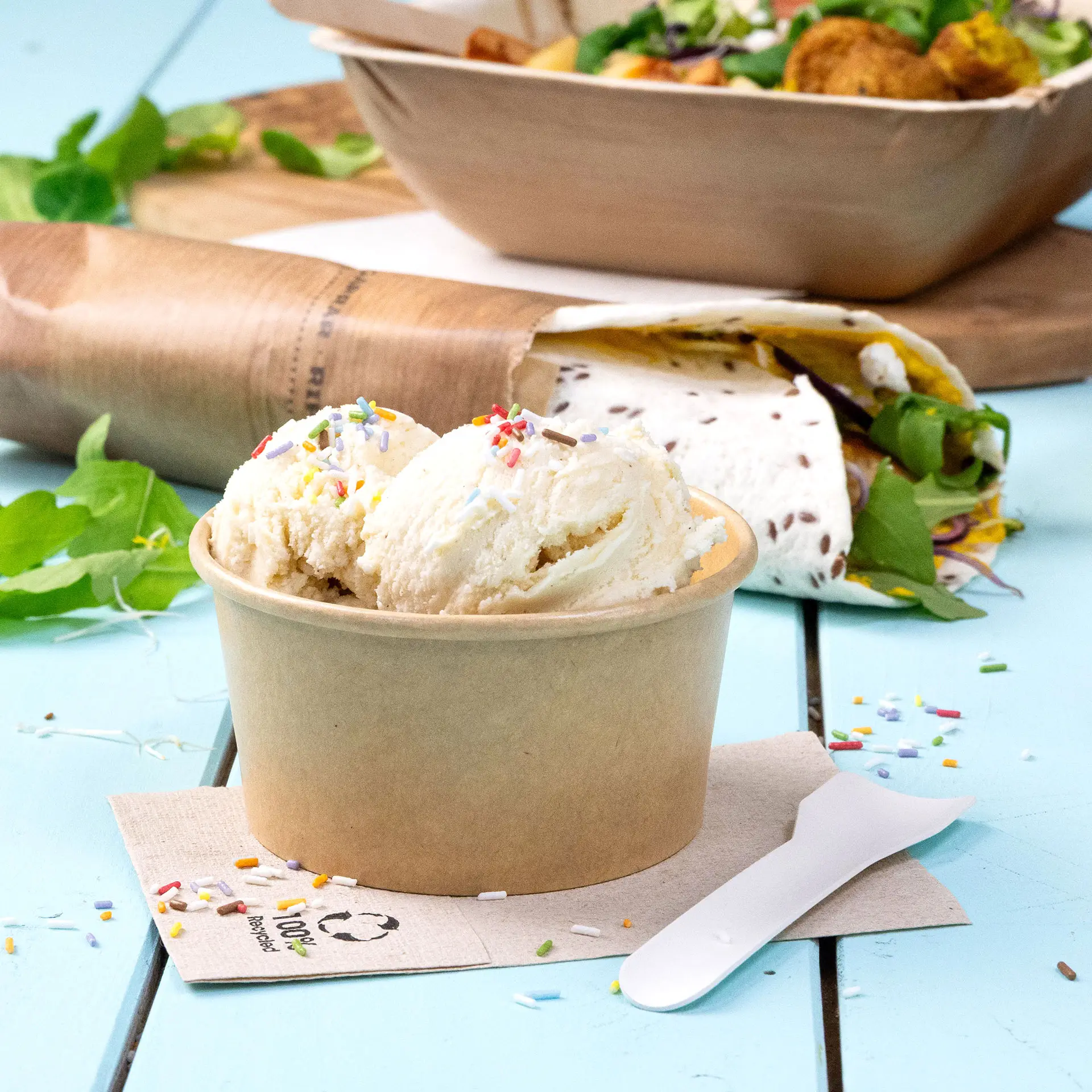 Coppetta gelato in cartone S, 150 ml, max. 220 ml, Ø 92 mm, marrone