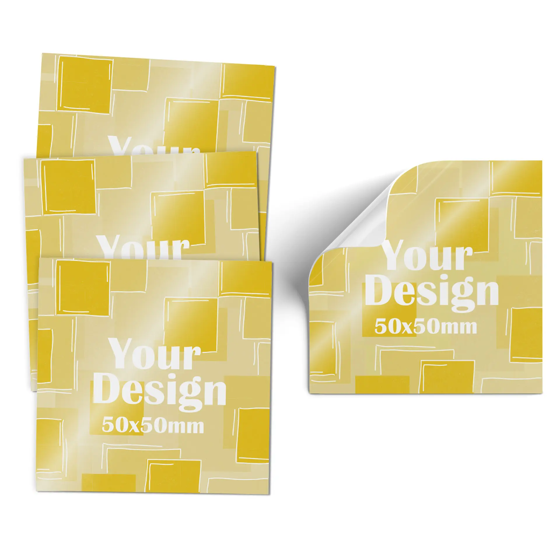 Adesivo con sfondo a gradiente rosa; presenta un'icona di tucano bianca e la dimensione "5x5 cm" in basso.