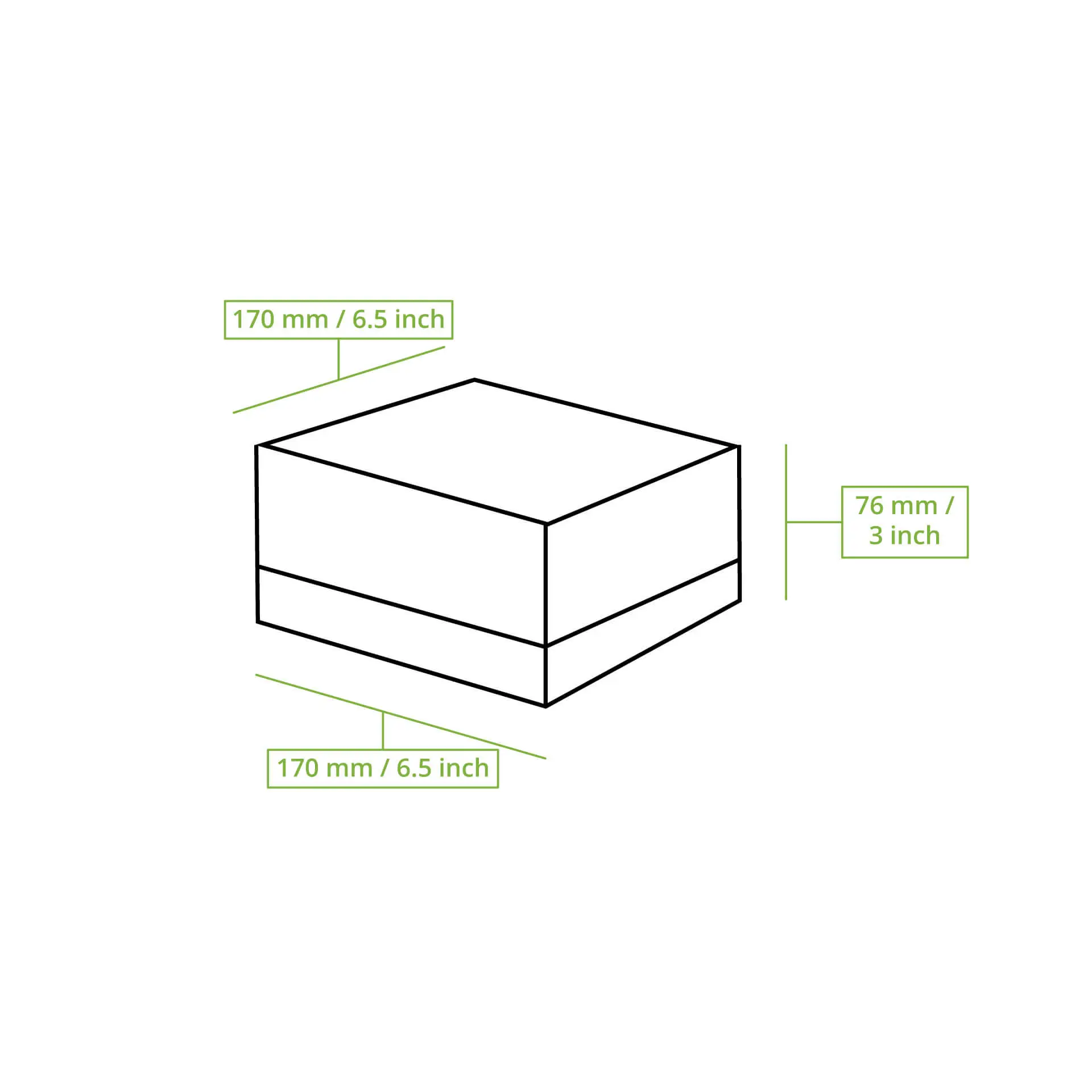 Scatola per cupcake bianca 4 pezzi con finestra in cellulosa; dimensioni 170 mm x 170 mm x 76 mm; biodegradabile e certificata FSC.