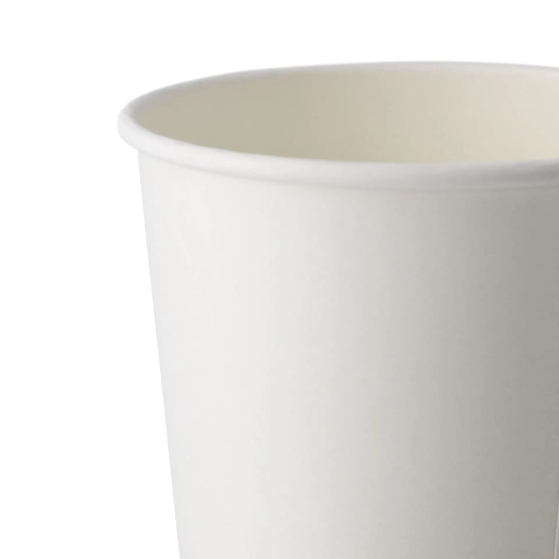Bicchiere di carta bianco a parete singola, 500 ml, rivestito in PLA, adatto per bevande calde e fredde.