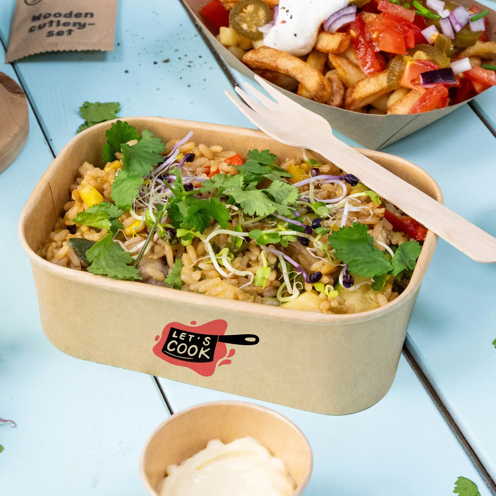 Ciotola per insalata personalizzata (rettangolare), 750 ml / 30 oz, marrone, rivestimento PE