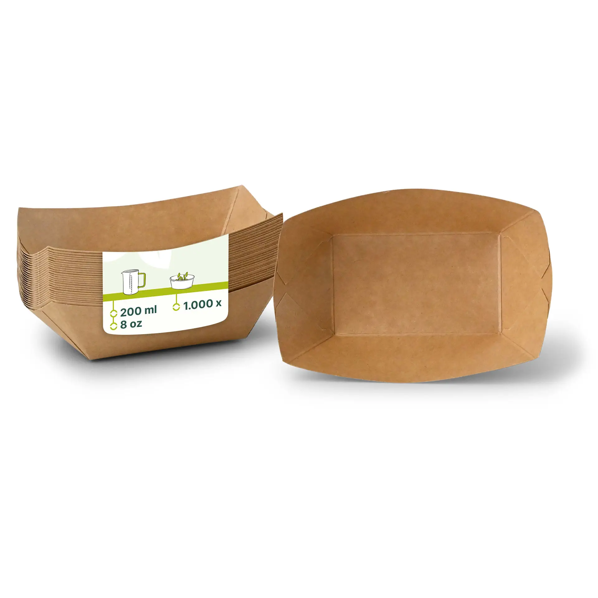 Snackschale aus Karton (beschichtet) 200 ml, 13 x 10 x 3 cm, braun