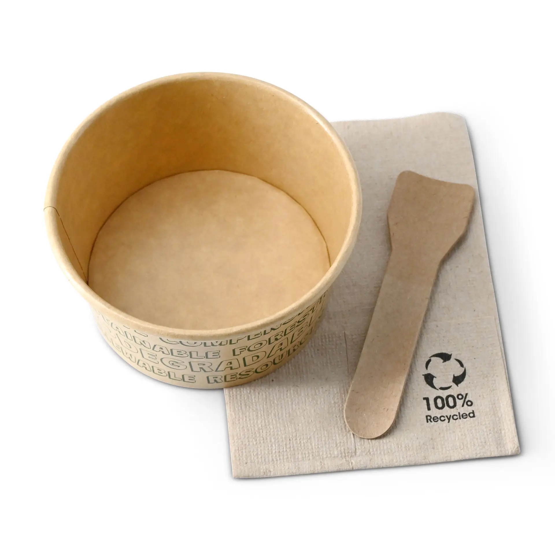 Eisbecher aus Pappe S, 150 ml, max. 220 ml, Ø 92 mm, braun, EcoUp