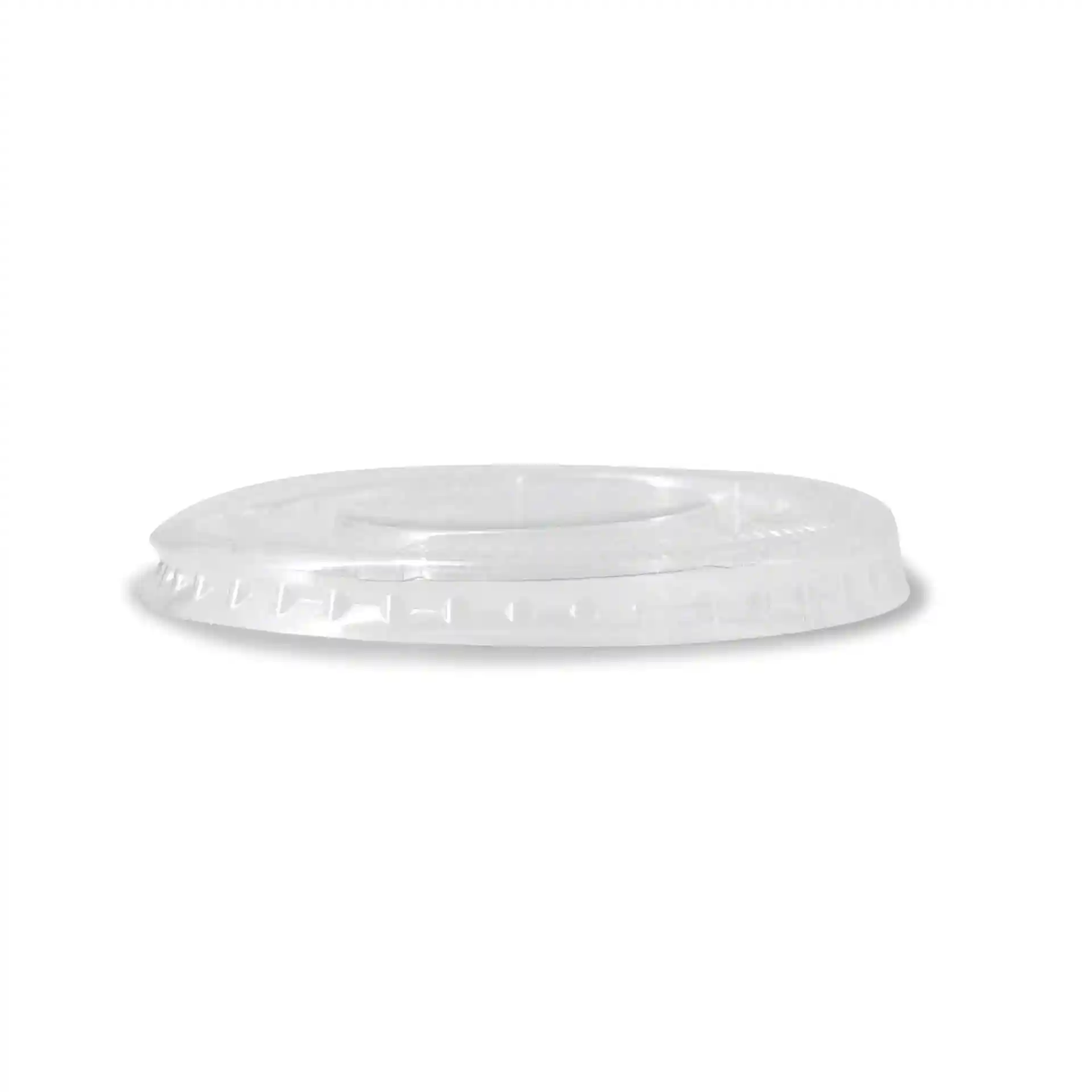 Coperchio rotondo in PET trasparente con un diametro di 64 mm, con superficie liscia e bordo leggermente rialzato.