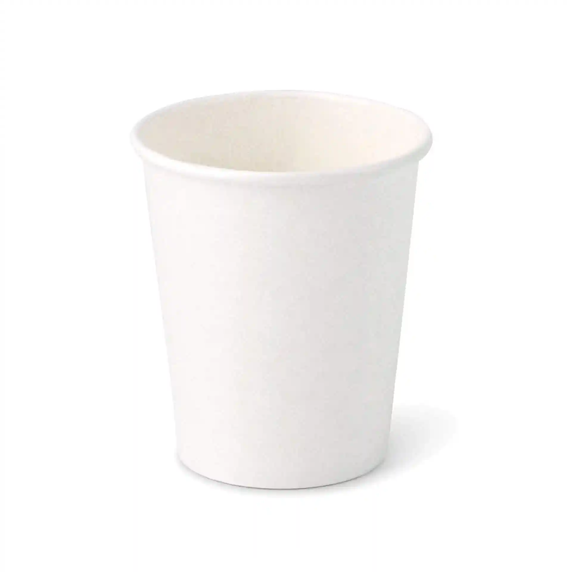 Bicchiere di carta bianco da 8 oz, forma rotonda, alto 92 mm e diametro di 80 mm in cima.