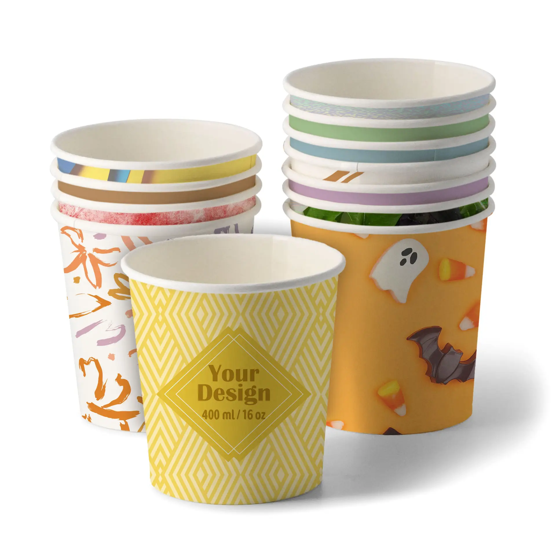 Suppenbecher to go bedruckt, 400 ml, Ø 95 mm, weiß, PLA-beschichtet