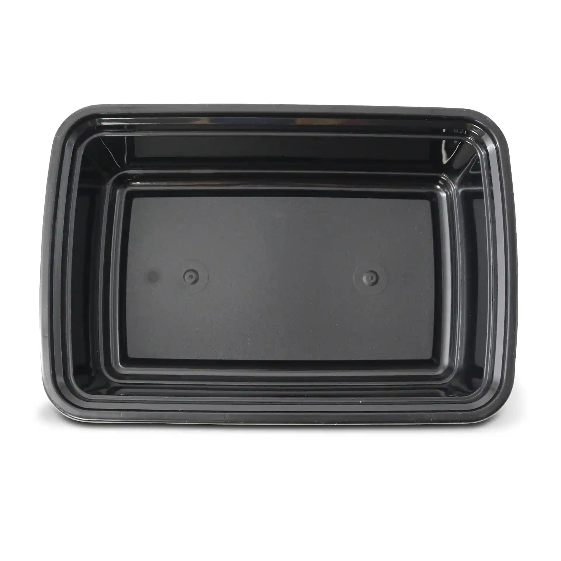 Contenitore rettangolare riutilizzabile nero con una capacità di 700 ml, lungo 185 mm e largo 124 mm.