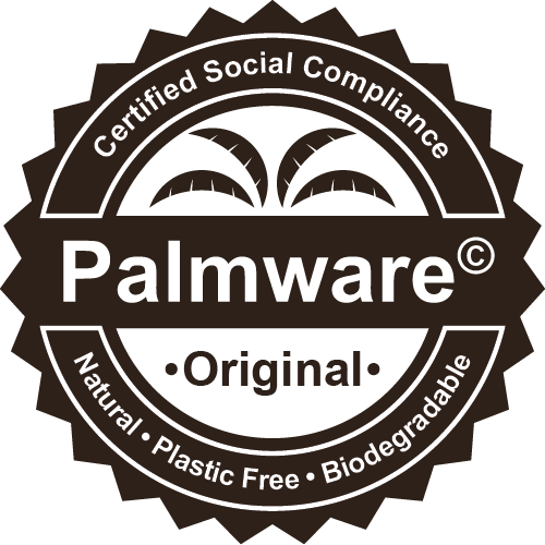 Logo di Palmware che mostra la certificazione per conformità sociale, etichettato "Palmware Original" con grafica di palma.