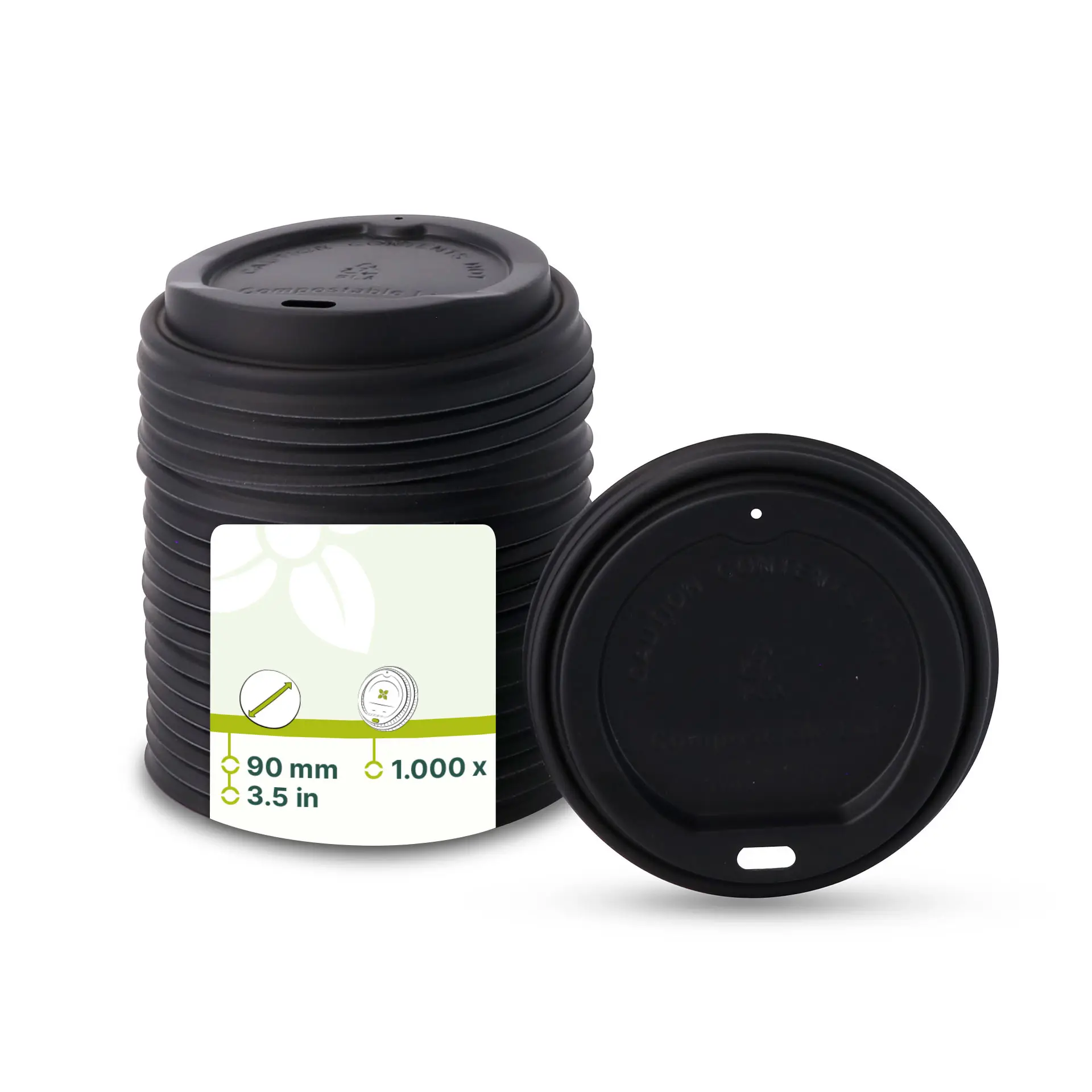 CPLA-Deckel Ø 90 mm, schwarz, Trinköffnung