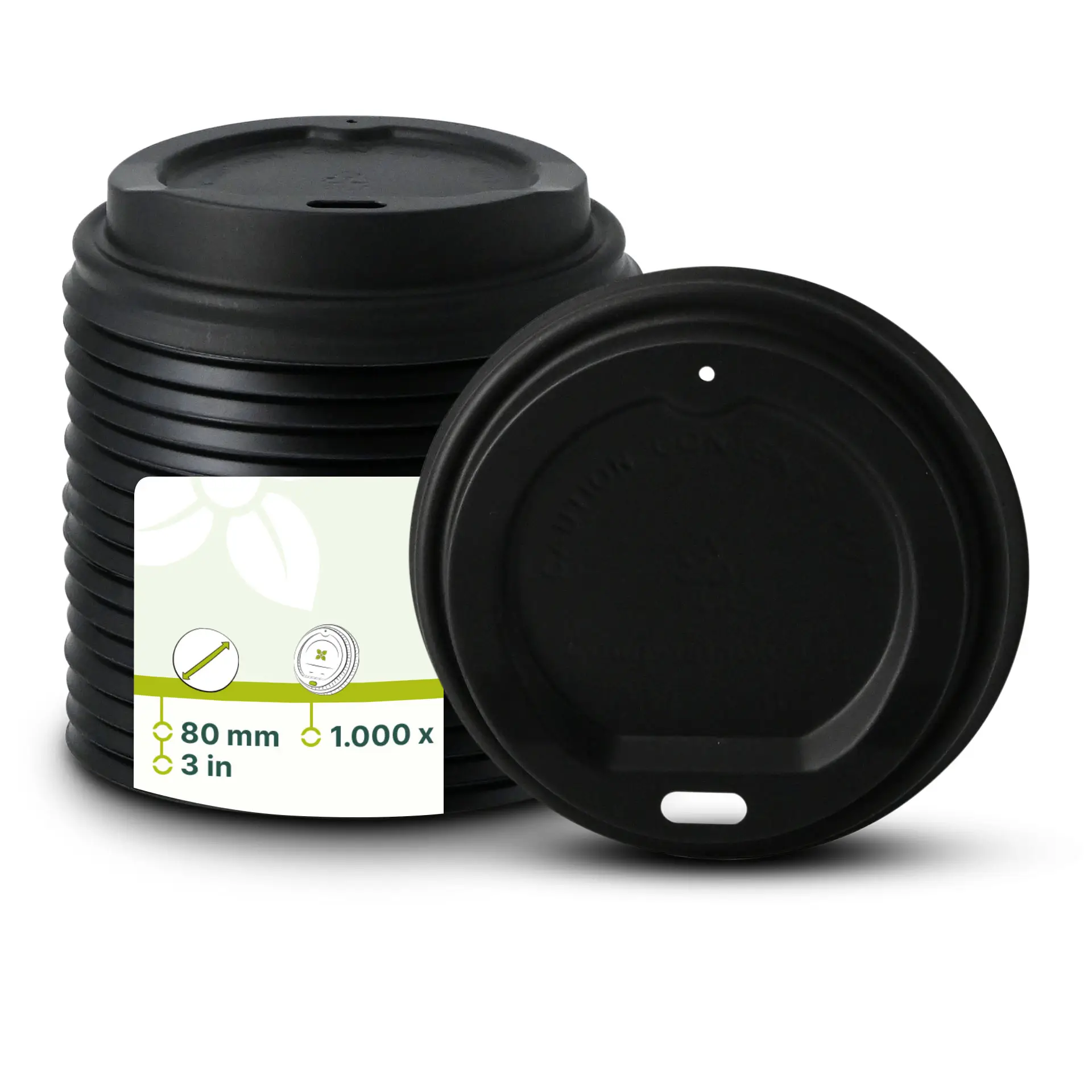 PS-Deckel Ø 80 mm, schwarz, Trinköffnung