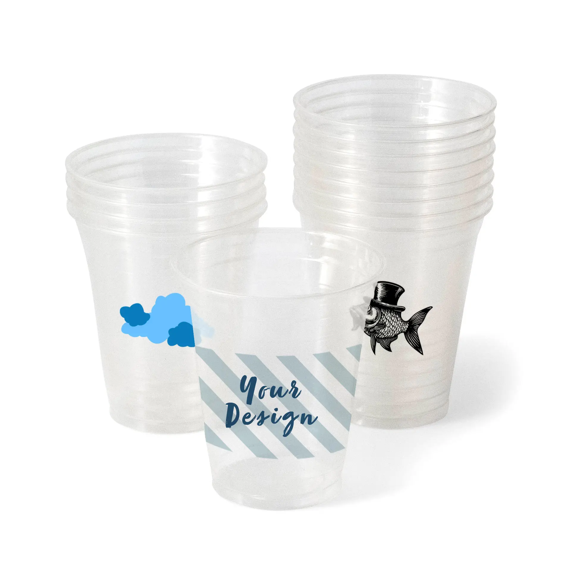 Bicchieri di plastica personalizzati 300 ml / 12 oz, trasparenti, PLA