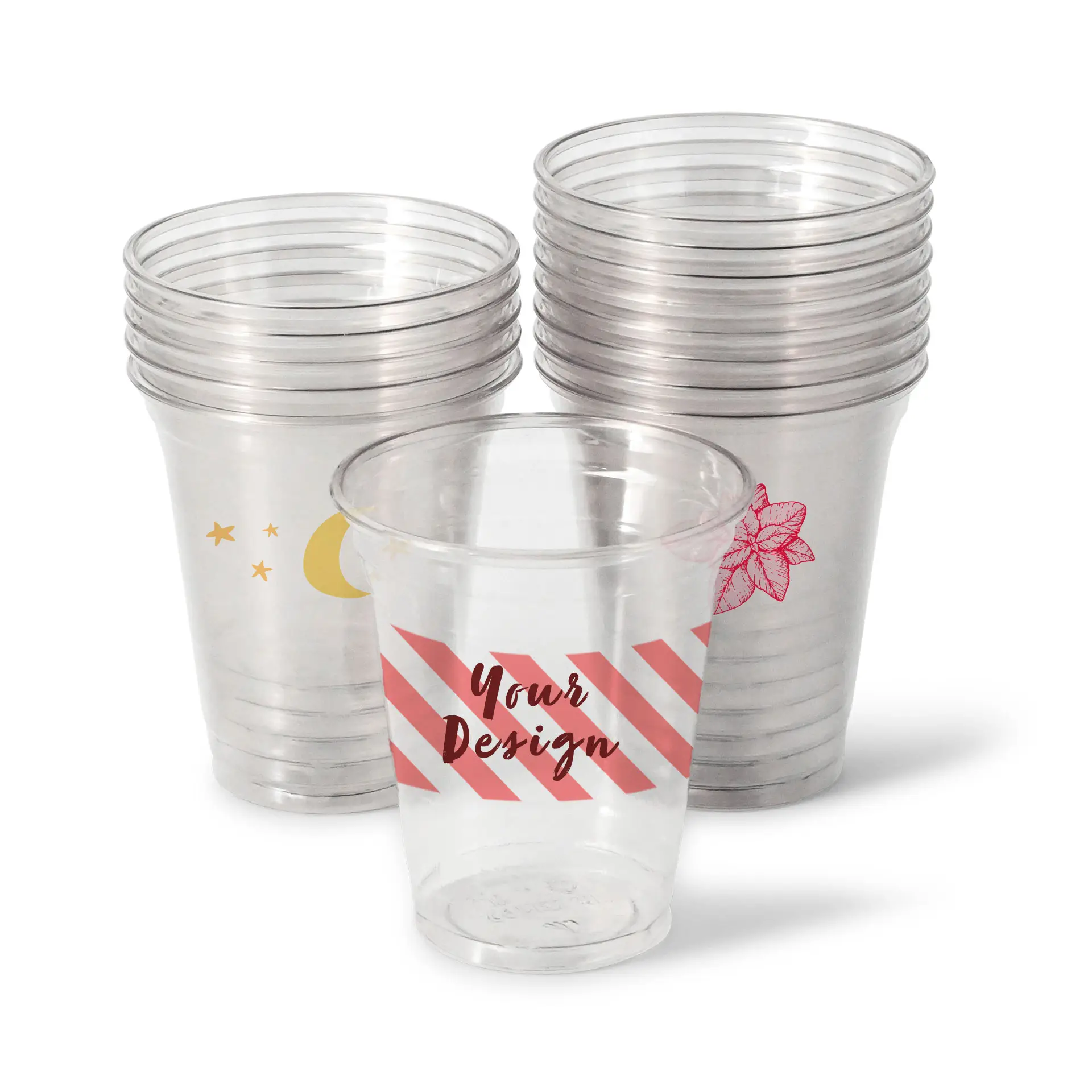 Bicchieri di plastica personalizzati 300 ml / 12 oz, trasparenti, rPET