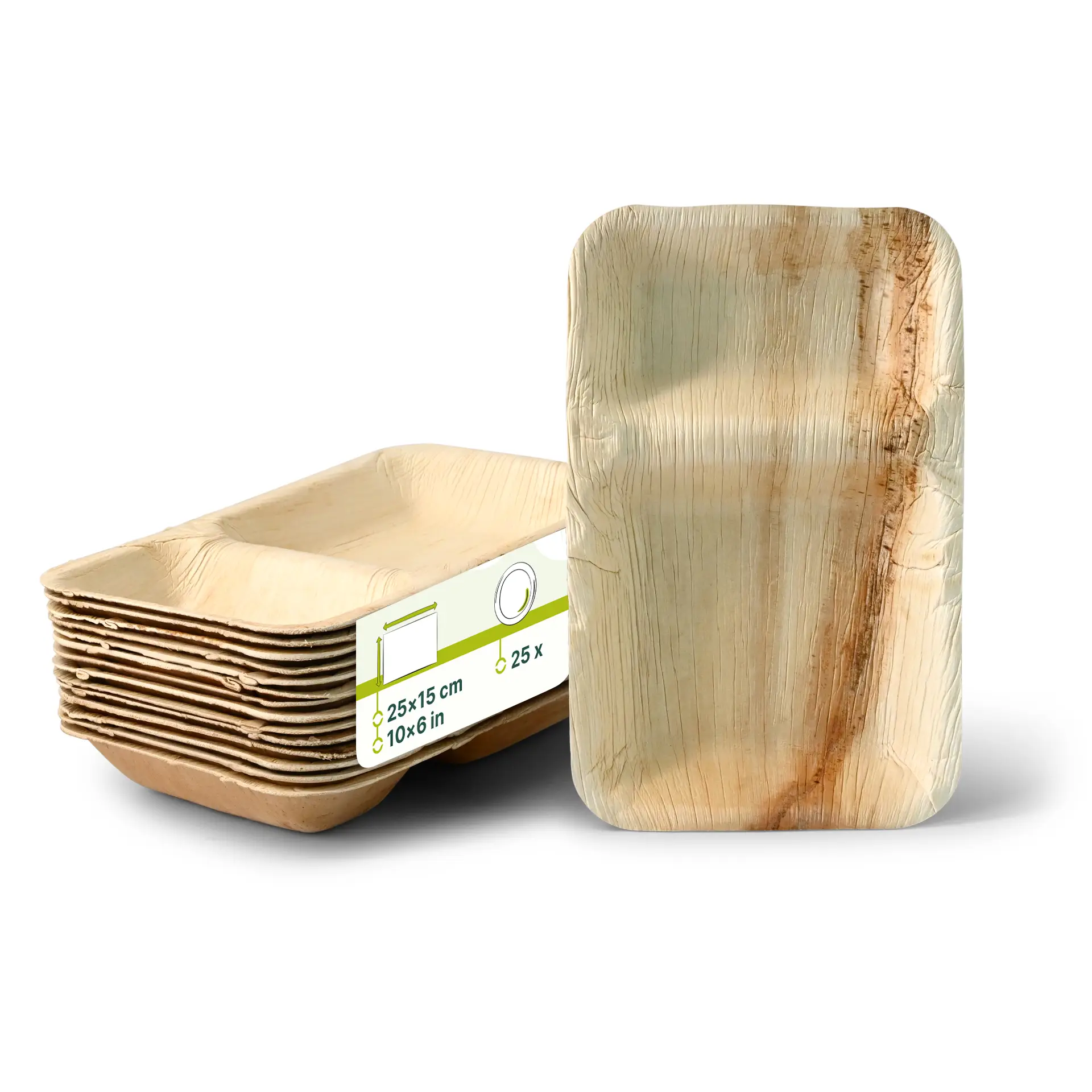 Palmblatt Menüteller "Palmware®" 25 x 15 cm, 2 Kammern, rechteckig