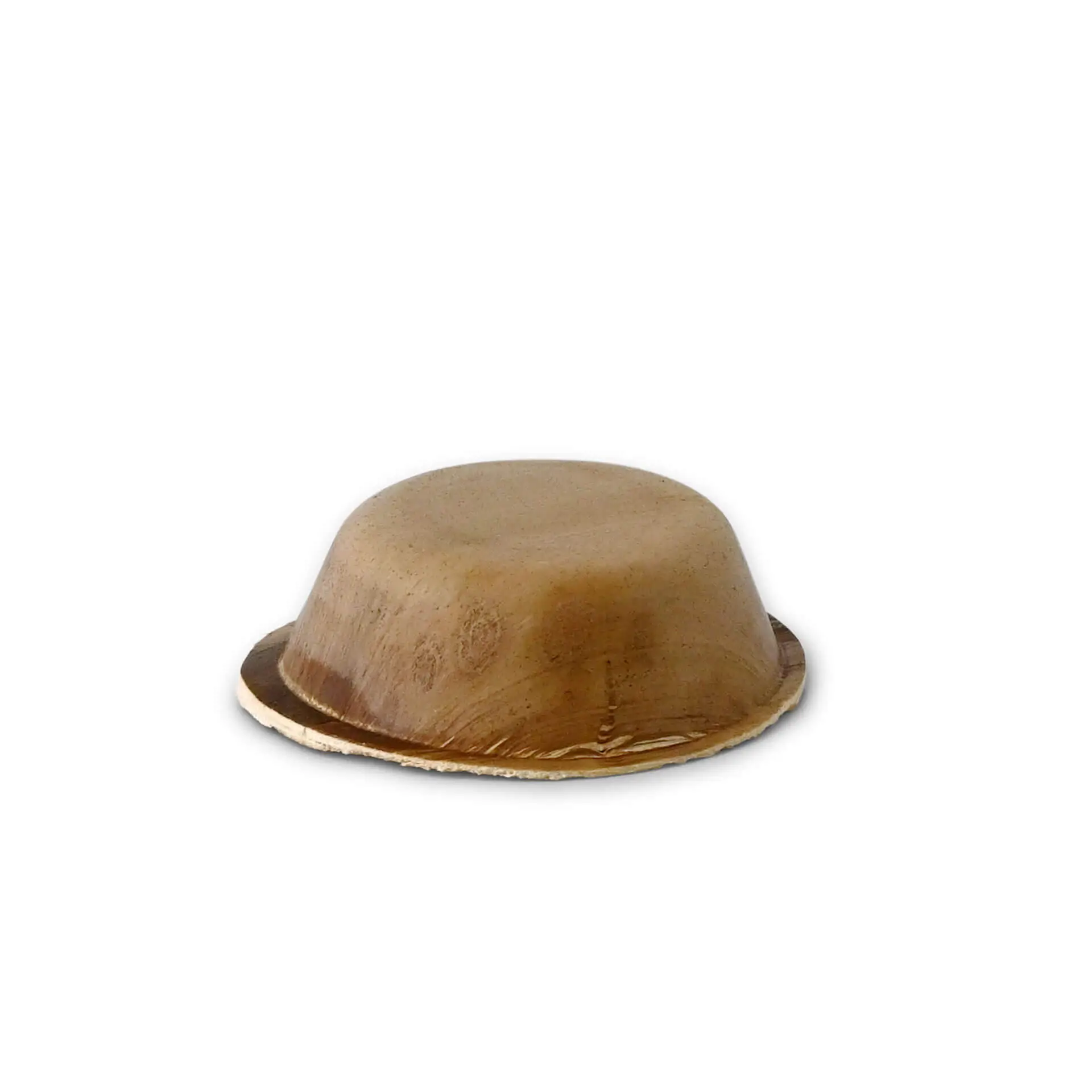 Ciotola per salse in foglie di palma, capacità di 50 ml, leggera e impilabile con finitura naturale.