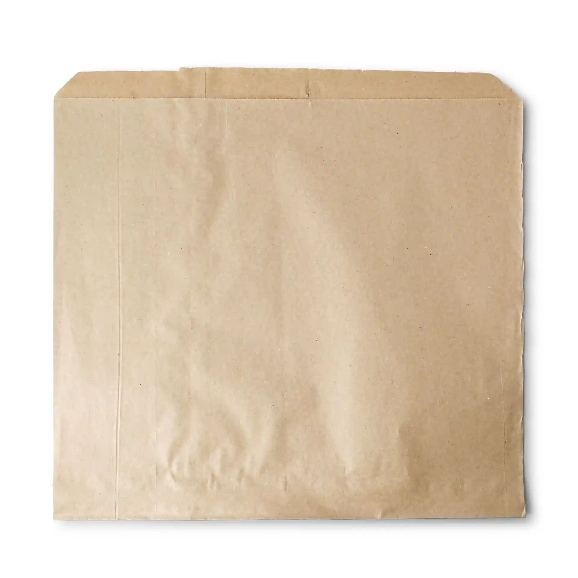 Sacchetto piatto in carta kraft marrone di 30 x 29 cm, senza rivestimento né finestra di visualizzazione.