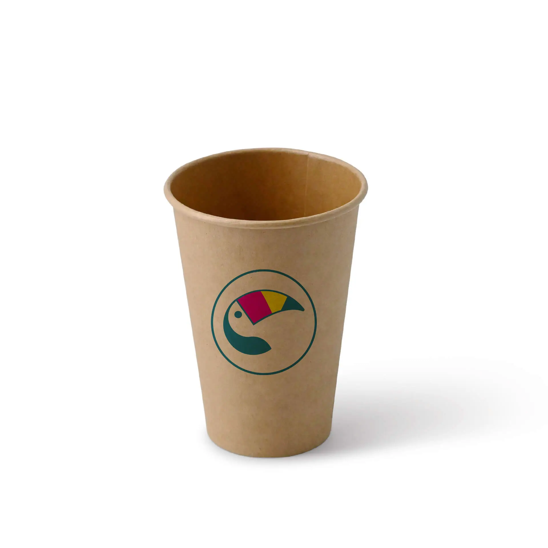 Bicchiere di carta con logo (monostrato), 180 ml / 7 oz, marrone, con rivestimento a base d’acqua