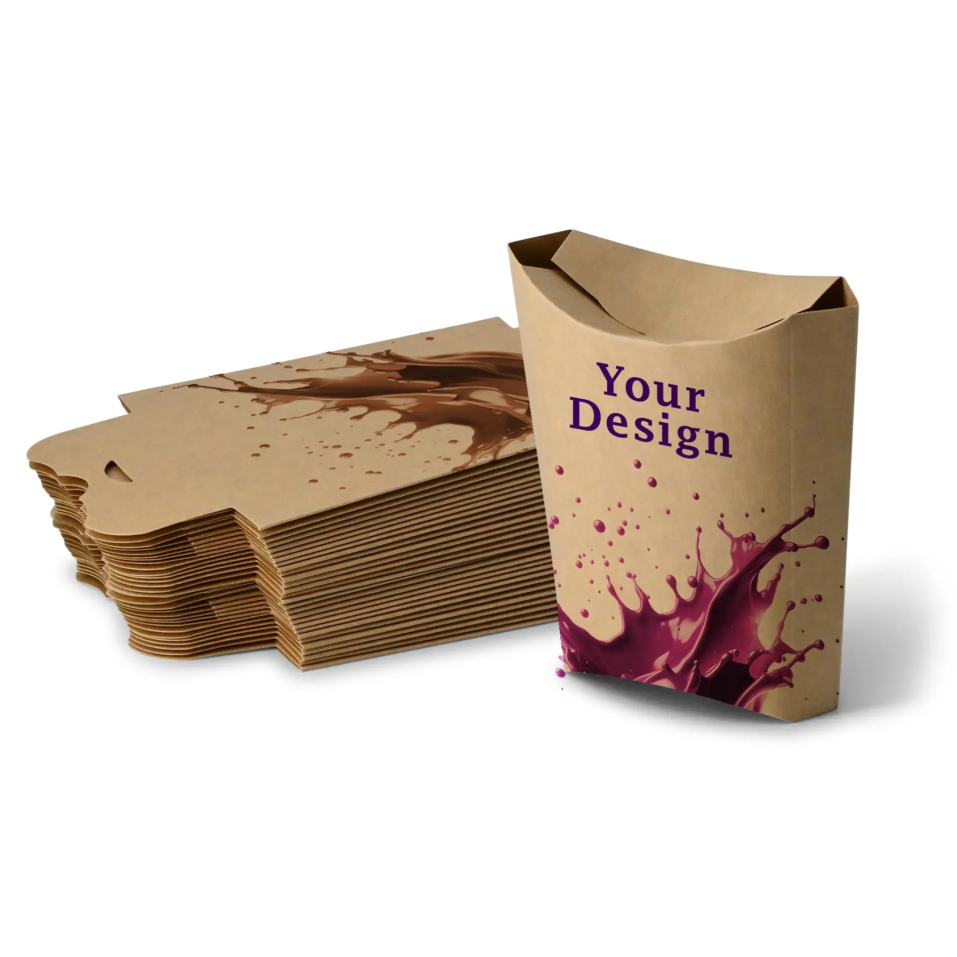 Confezione per patatine personalizzata, 3 x 17,6 x 9 cm, con rivestimento a base d’acqua, richiudibile